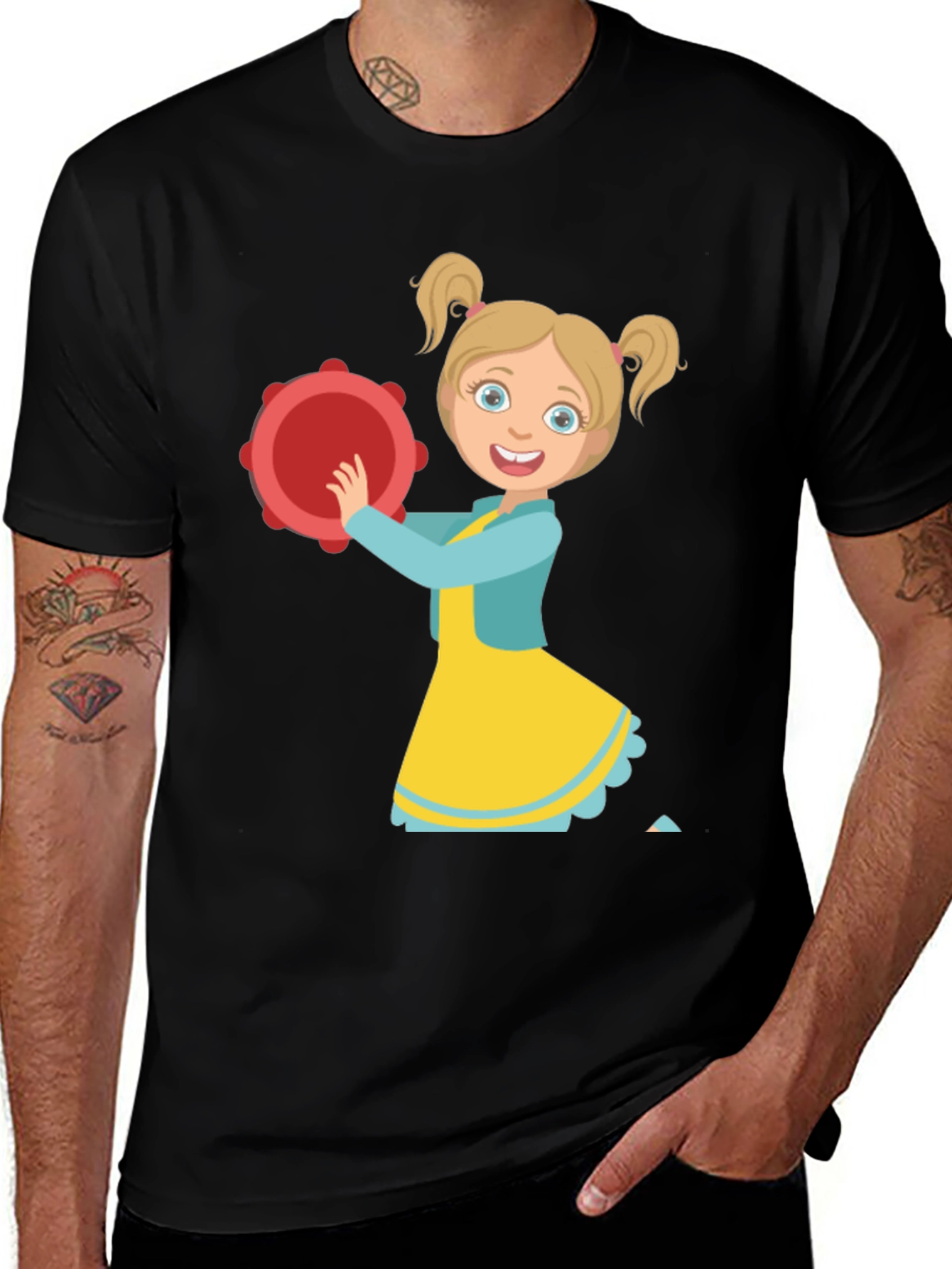 Variant 23 of Girl with Tambourine Black T-Shirt