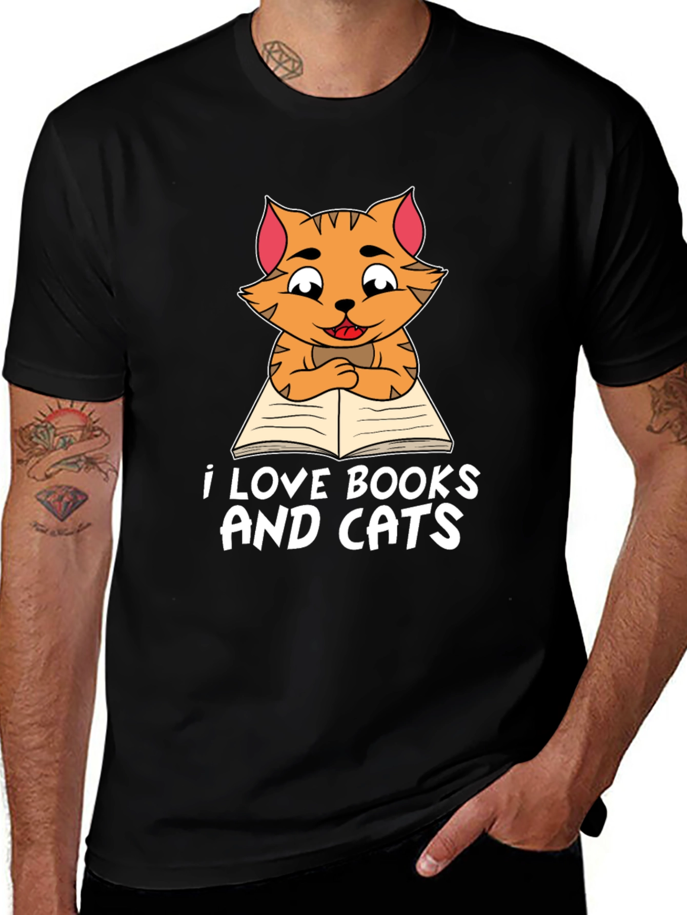 Variant 7 of I Love Books And Cats T-Shirt