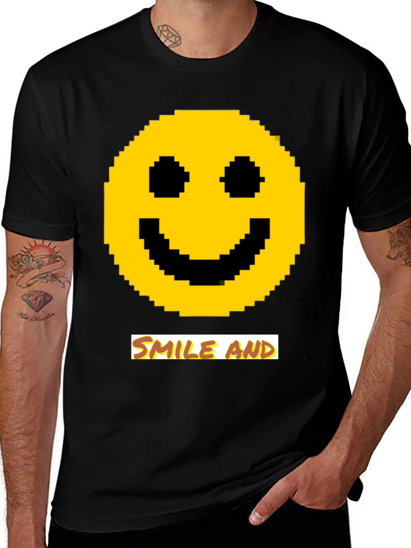 Variant 5 of Pixel Smiley Face T-Shirt - Smile and...