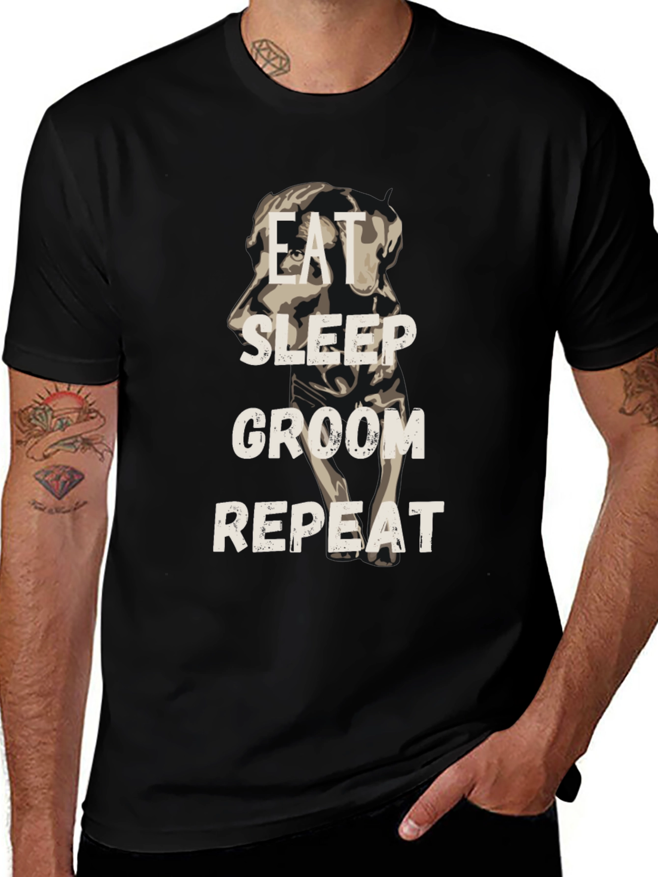 Variant 13 of Eat Sleep Groom Repeat T-Shirt - Dog Lover's Tee
