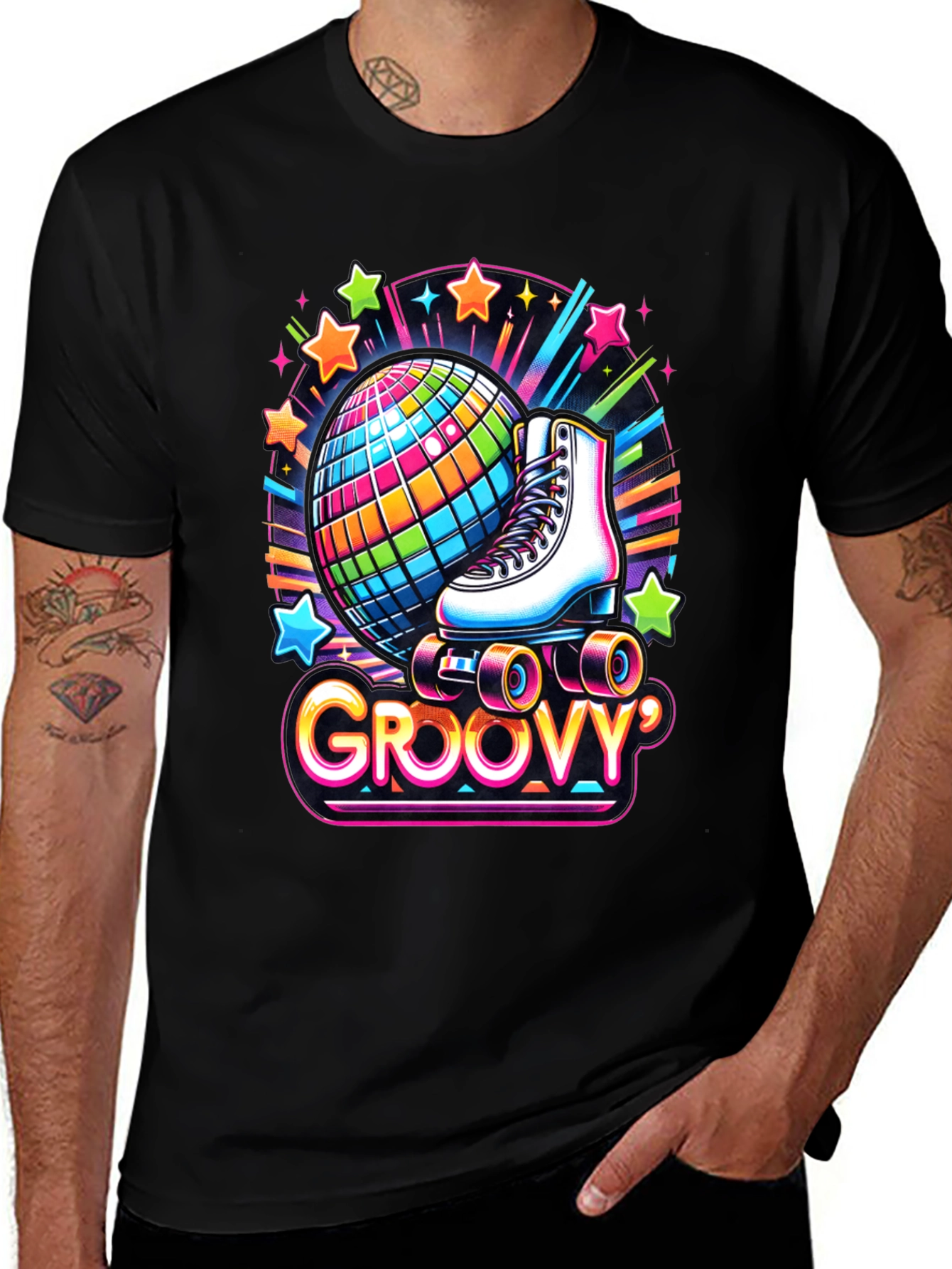 Variant 8 of Groovy Roller Skate Disco Ball T-Shirt
