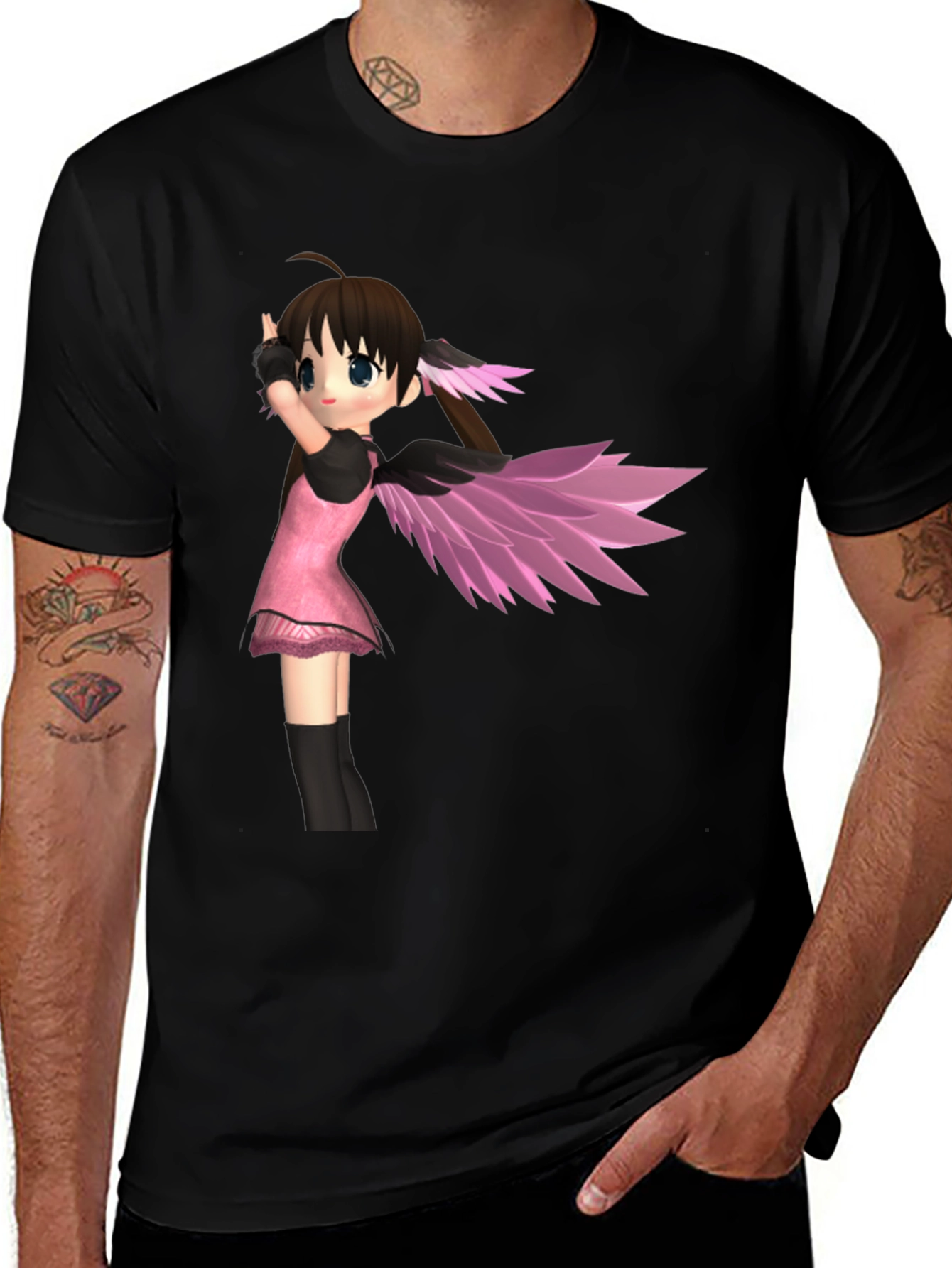 Anime Girl Graphic Black T-Shirt