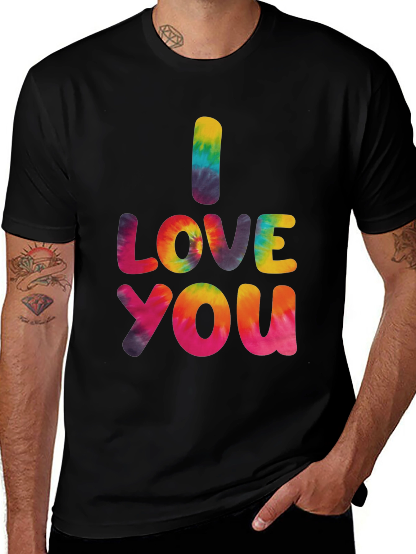 Variant 18 of I Love You Tie Dye Graphic Tee - Black