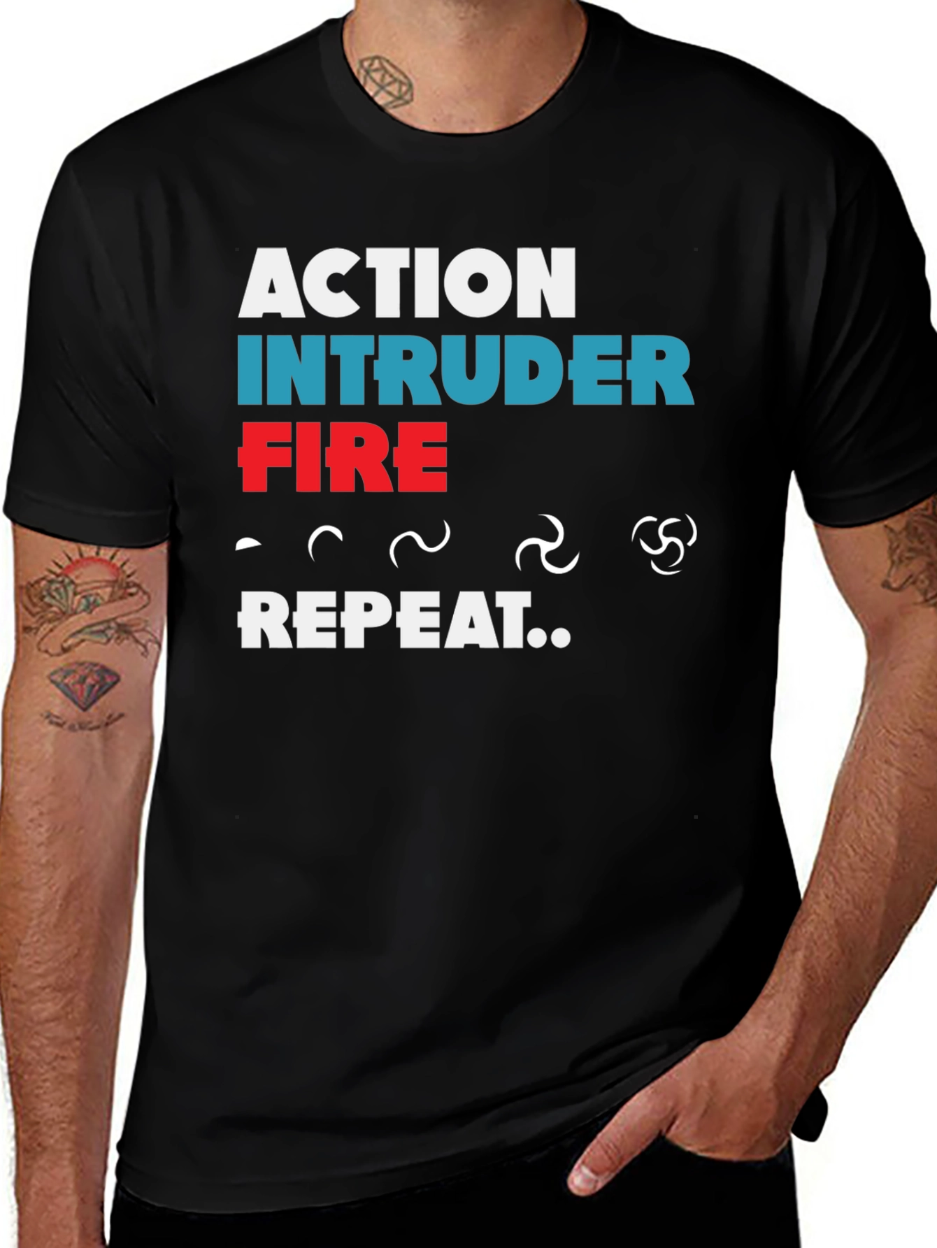 Variant 24 of Action Intruder Fire Repeat Men's T-Shirt
