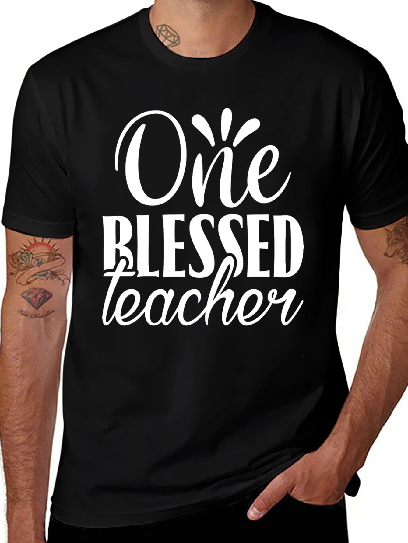 Variant 5 of One Blessed Teacher Black Graphic T-Shirt