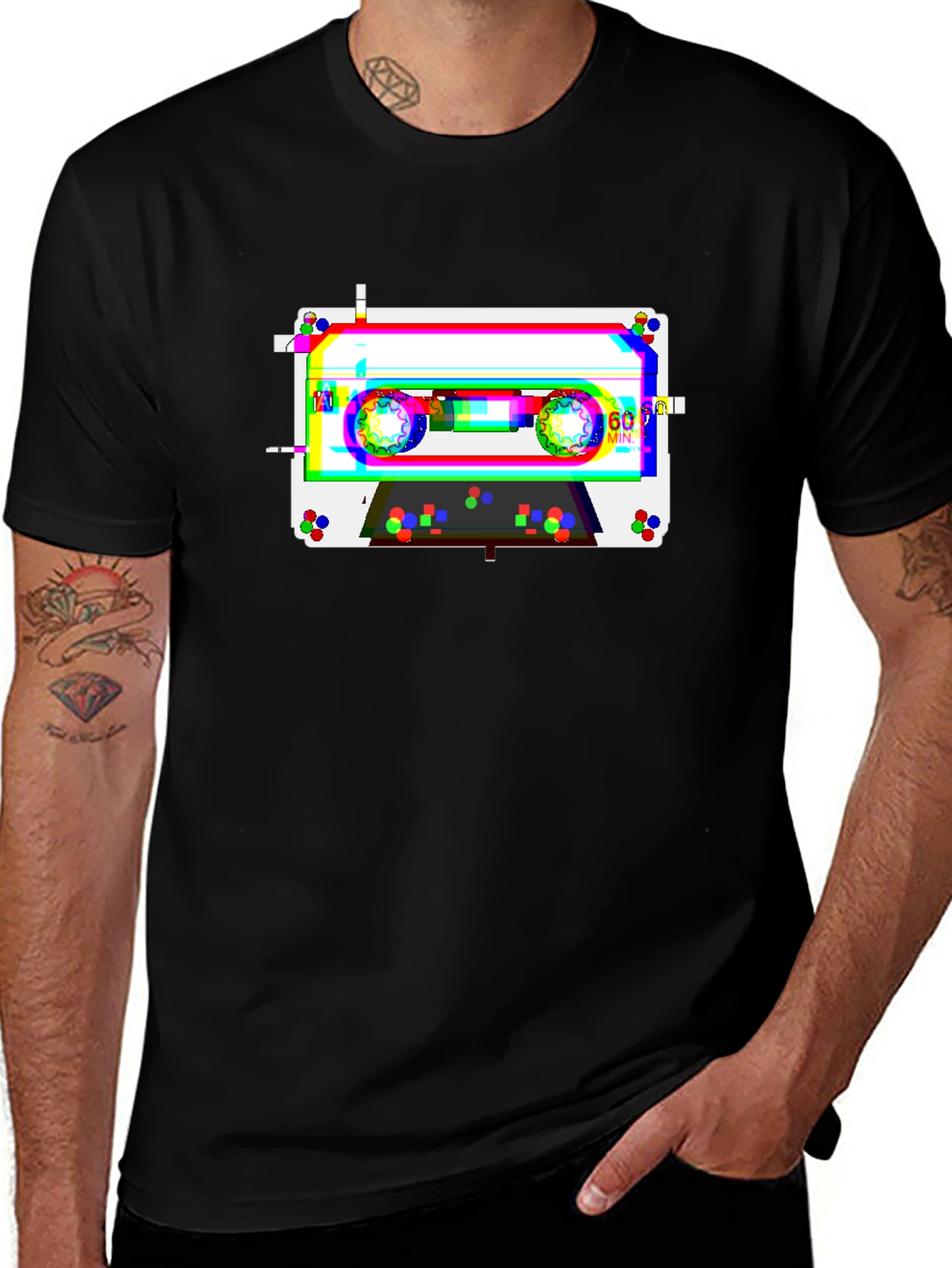 Variant 5 of Retro Cassette Tape Glitch Graphic T-Shirt