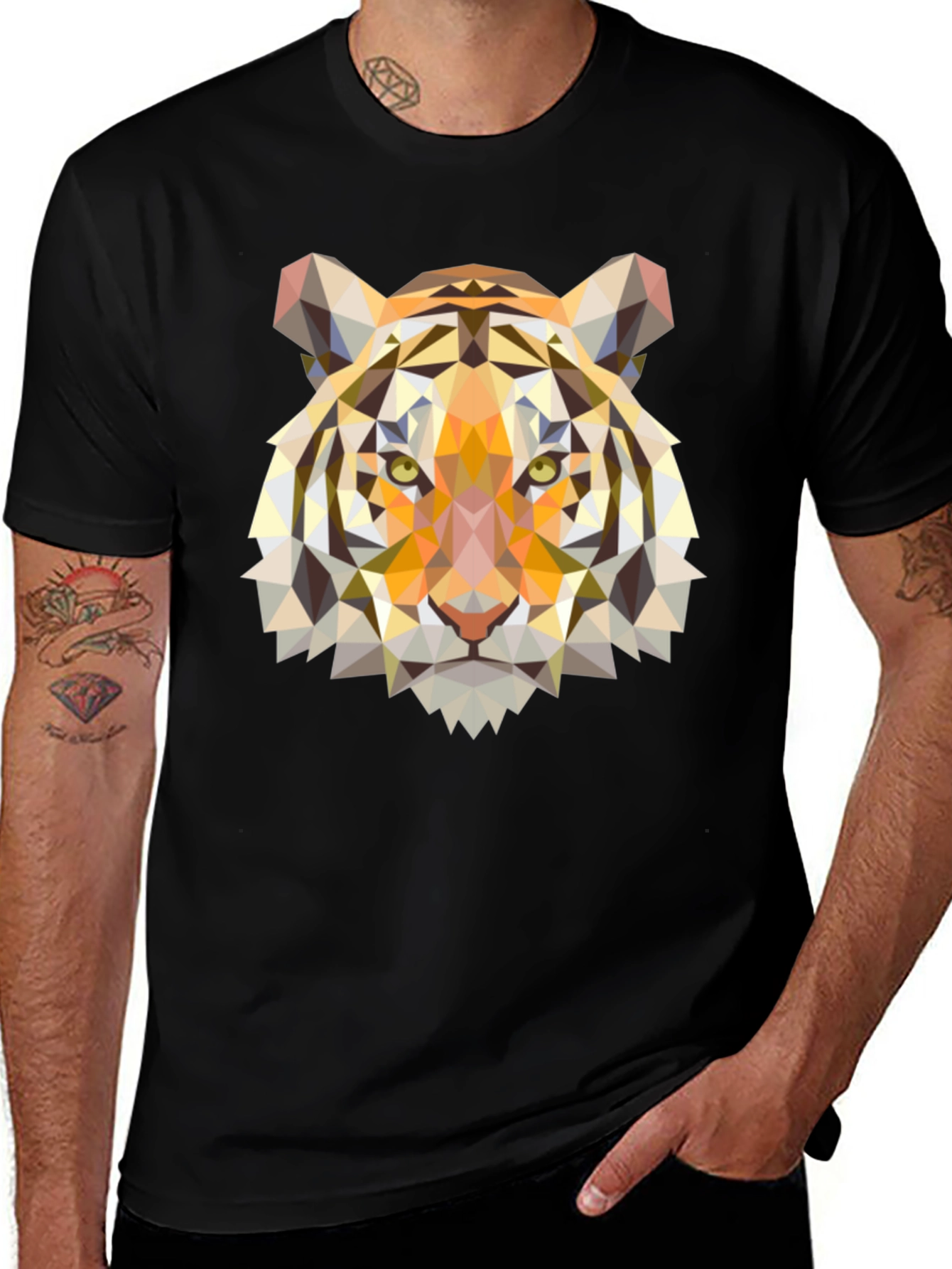 Variant 19 of Geometric Tiger Graphic Tee - Black
