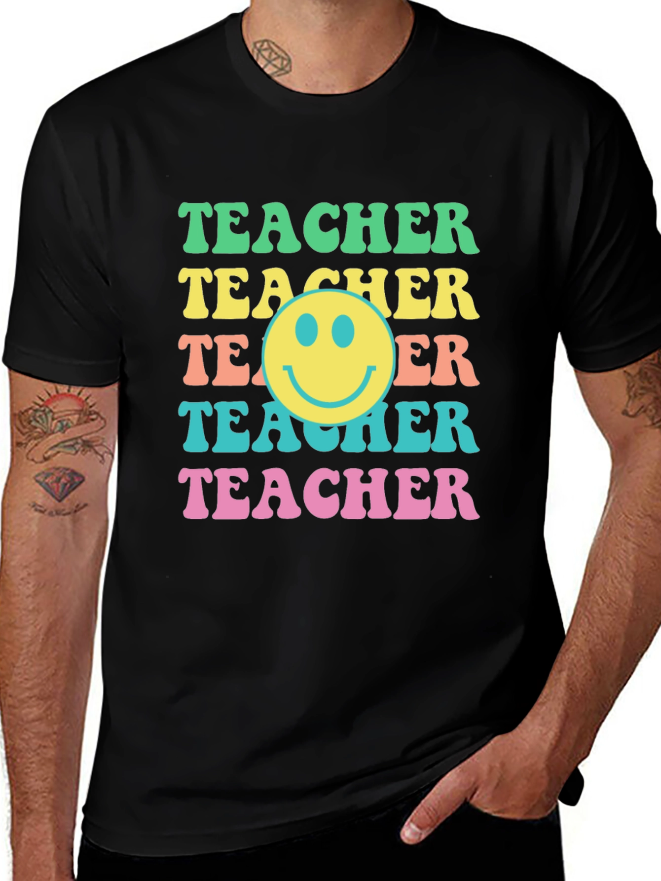 Variant 2 of Retro Teacher Smiley Face Graphic Tee