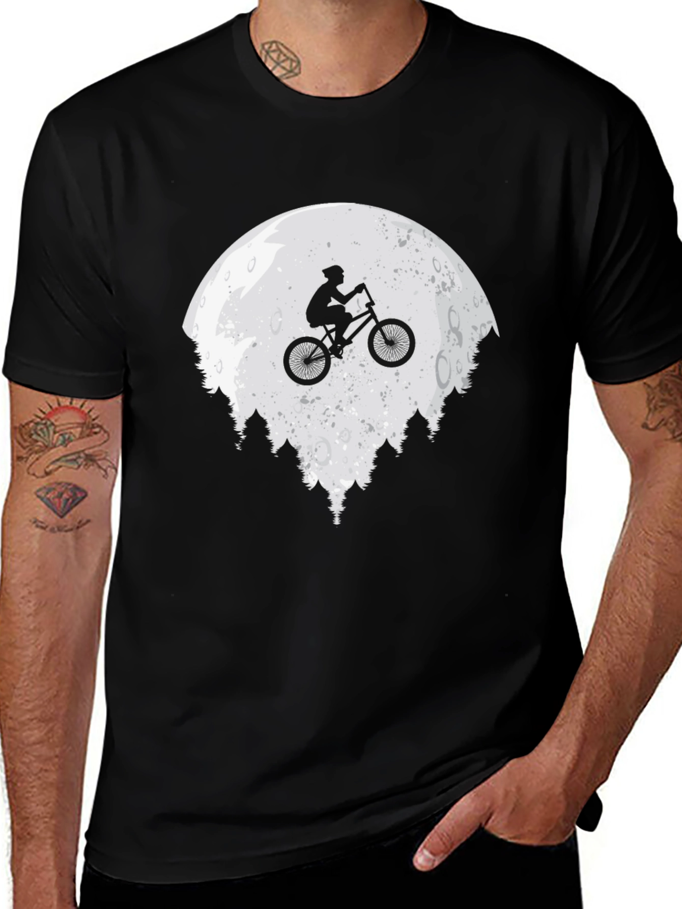 Variant 4 of BMX Rider on Moon Black T-Shirt