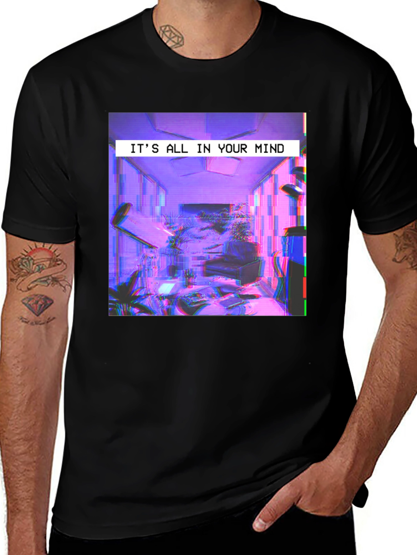 Variant 15 of Glitch Art Graphic Tee: It's All In Your Mind T-Shirt
