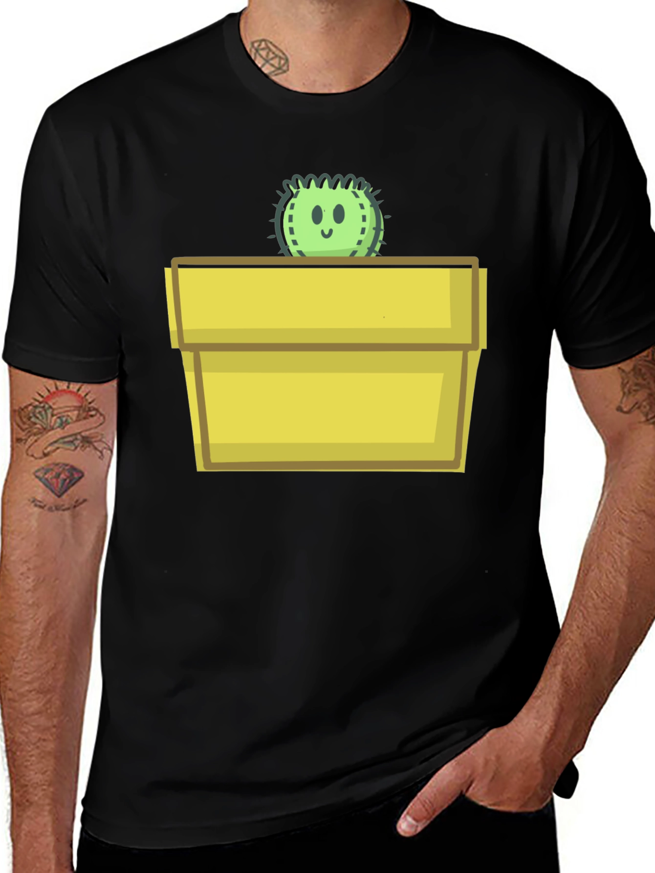 Variant 6 of Cactus in Pot Graphic Tee - Black