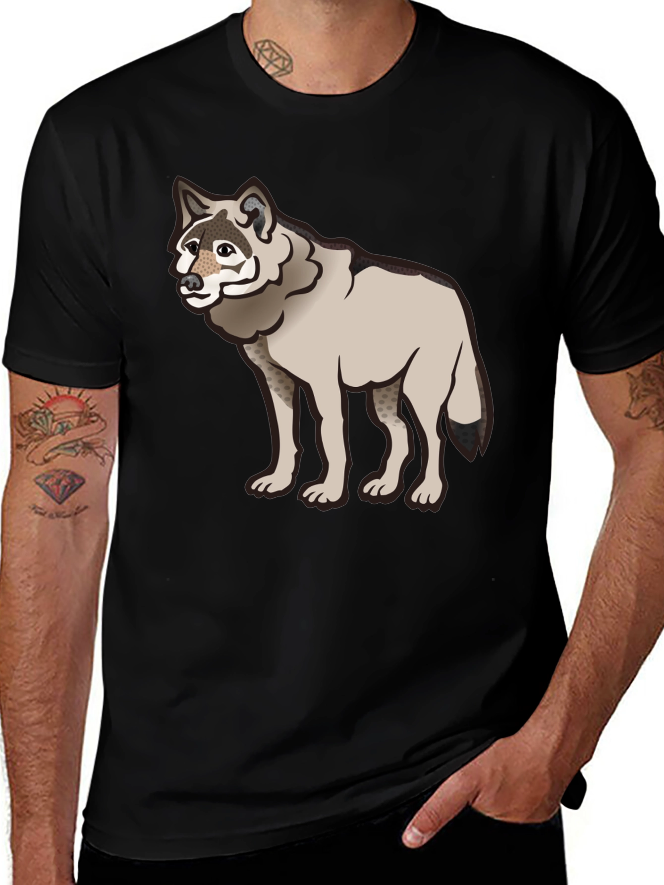 Variant 6 of Cool Wolf Graphic Black T-Shirt