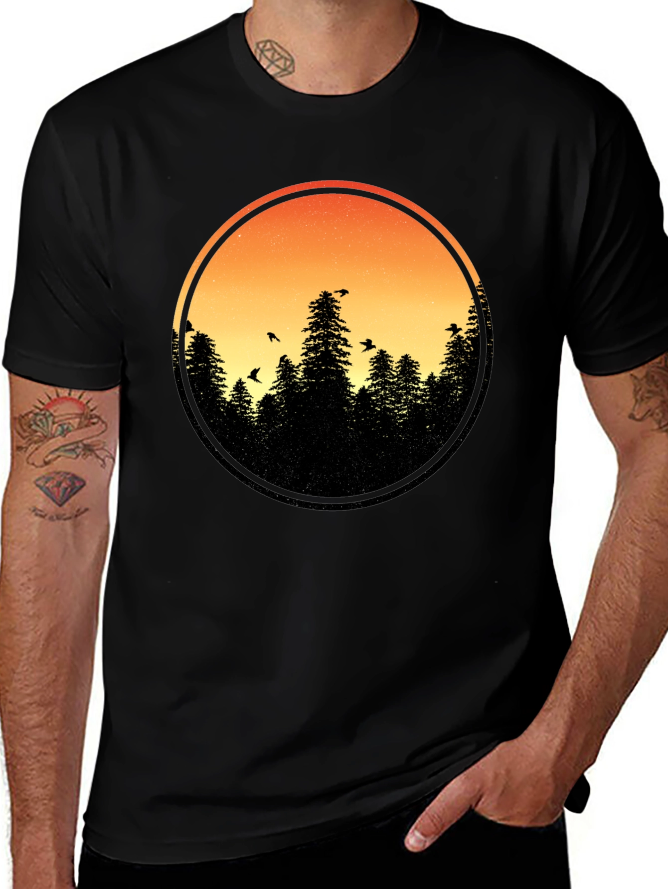 Variant 15 of Sunset Forest Graphic Tee - Black