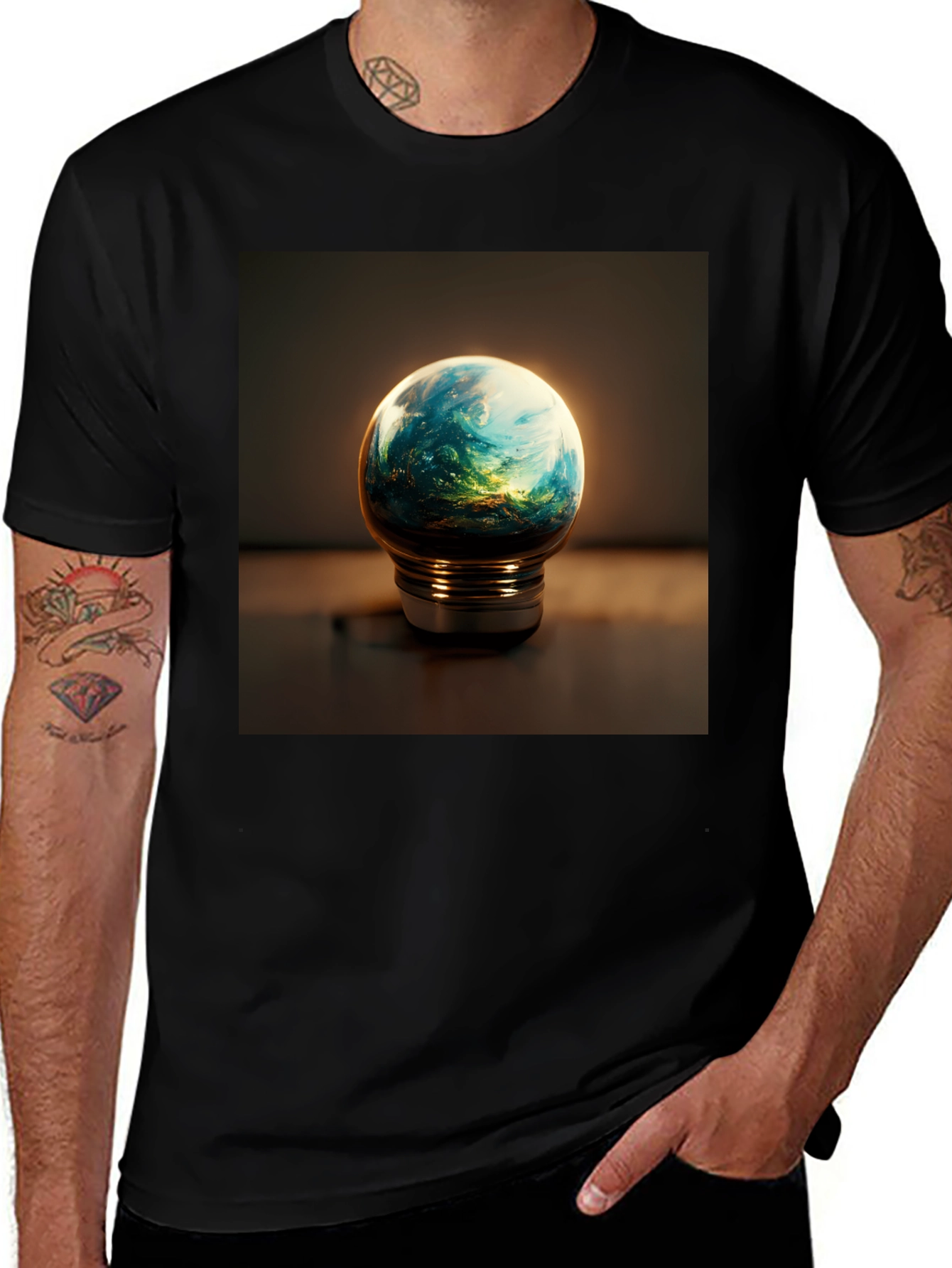 Variant 7 of Earth Bulb Graphic Tee - Eco-Conscious Design