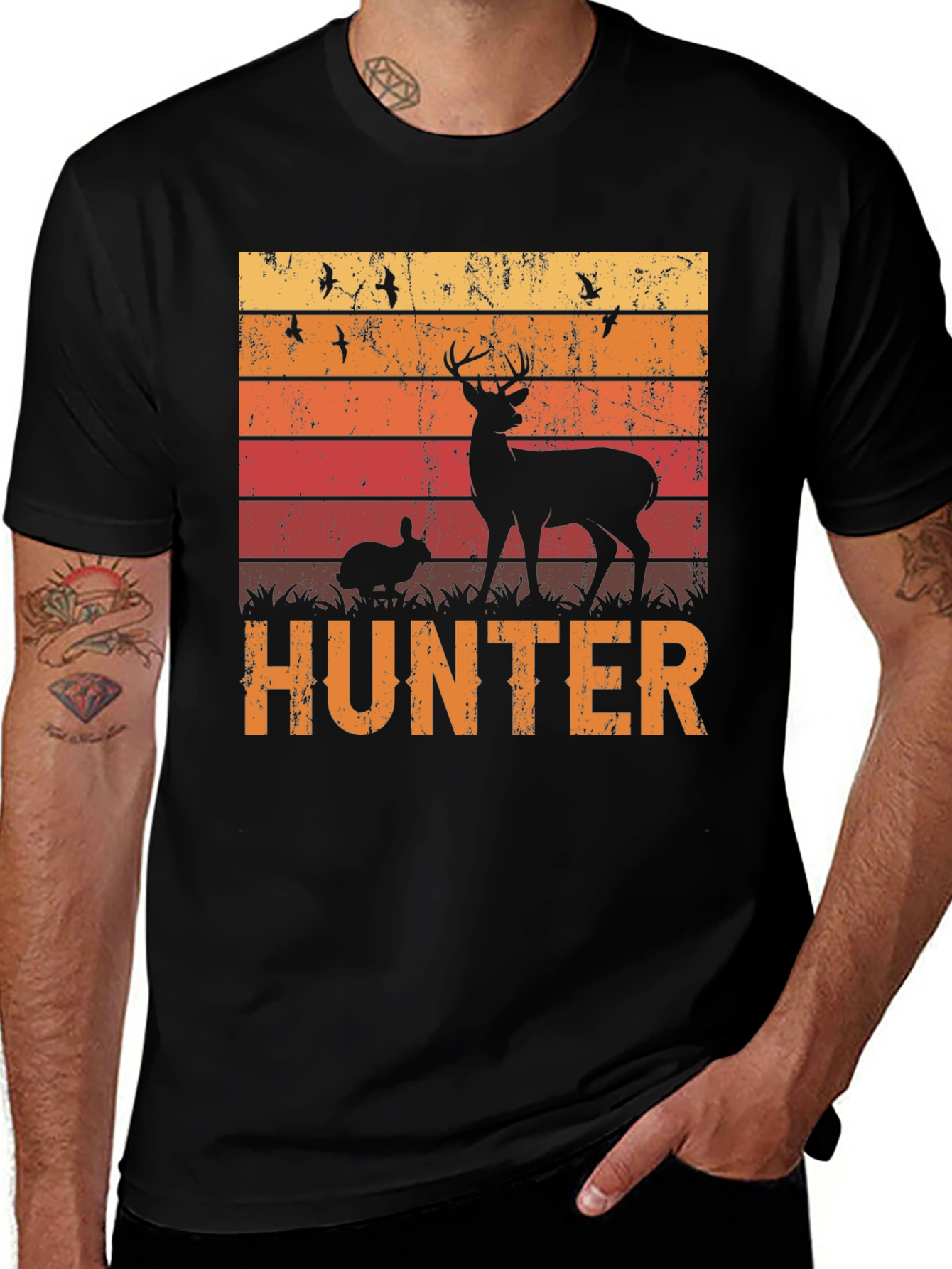 Variant 10 of Hunter T-Shirt - Deer and Rabbit Graphic Tee