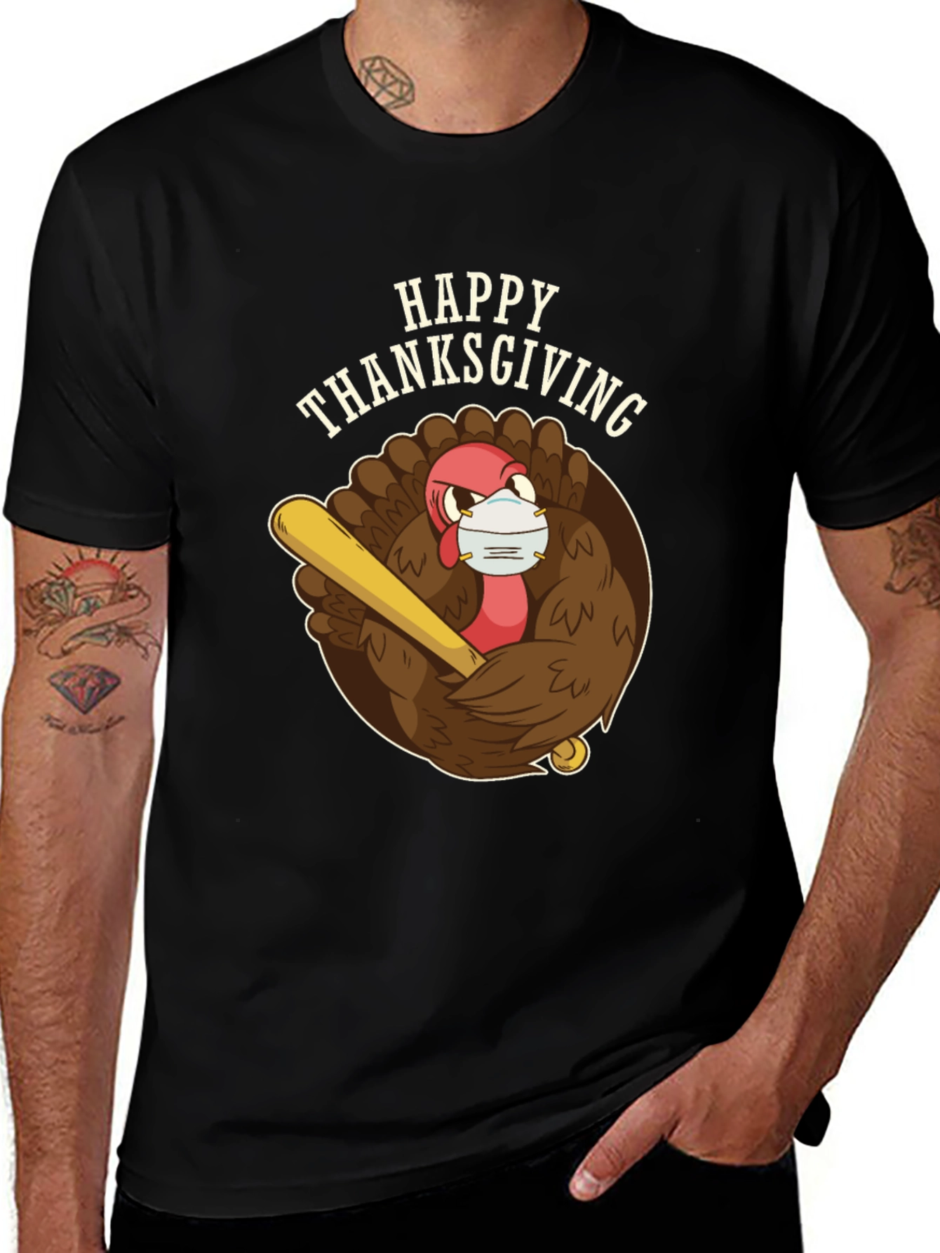 Variant 25 of Happy Thanksgiving Turkey Mask T-Shirt