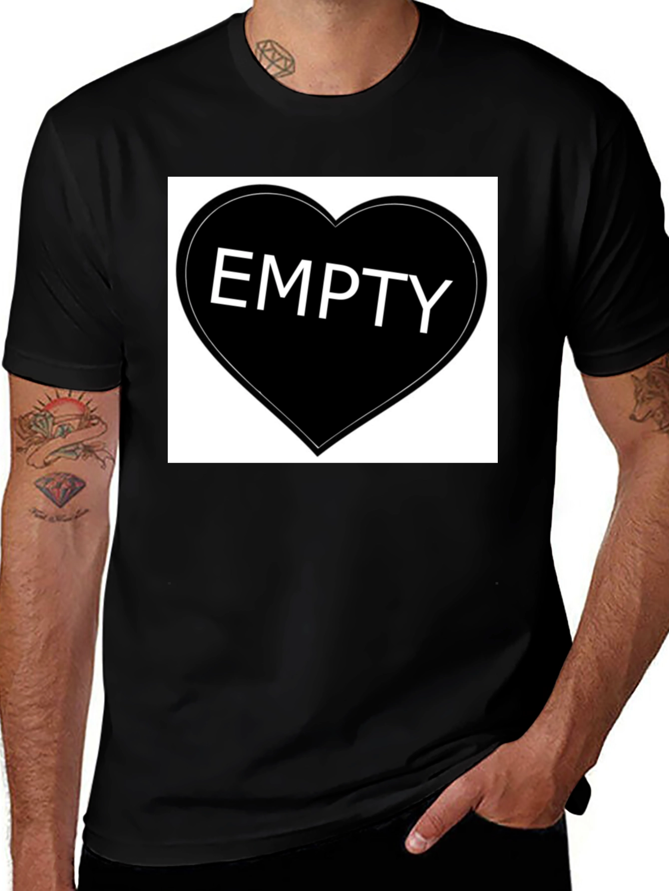 Variant 9 of Empty Heart Graphic Black T-Shirt