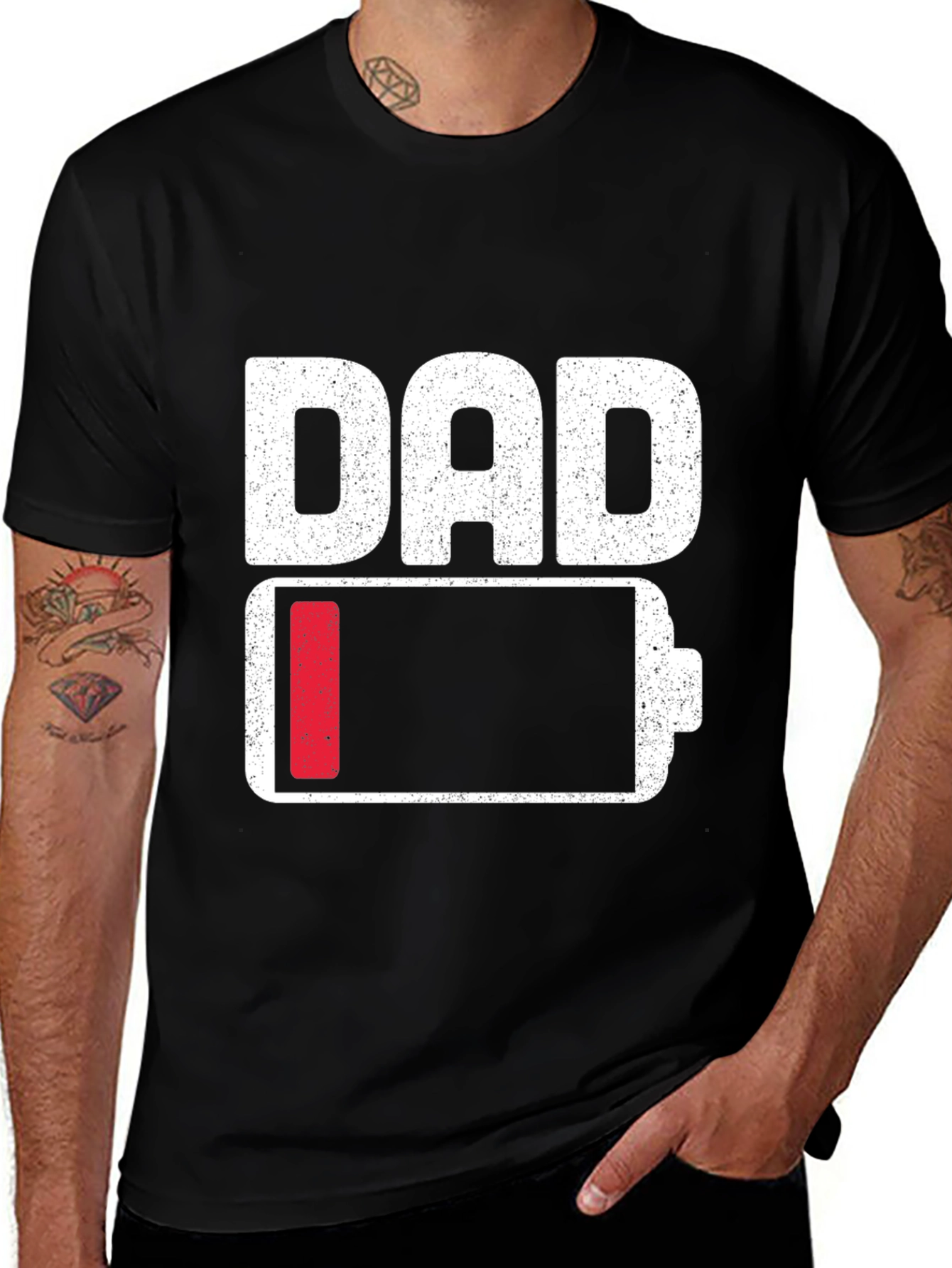 Variant 4 of Dad Low Battery Graphic Tee - Black Humor T-Shirt