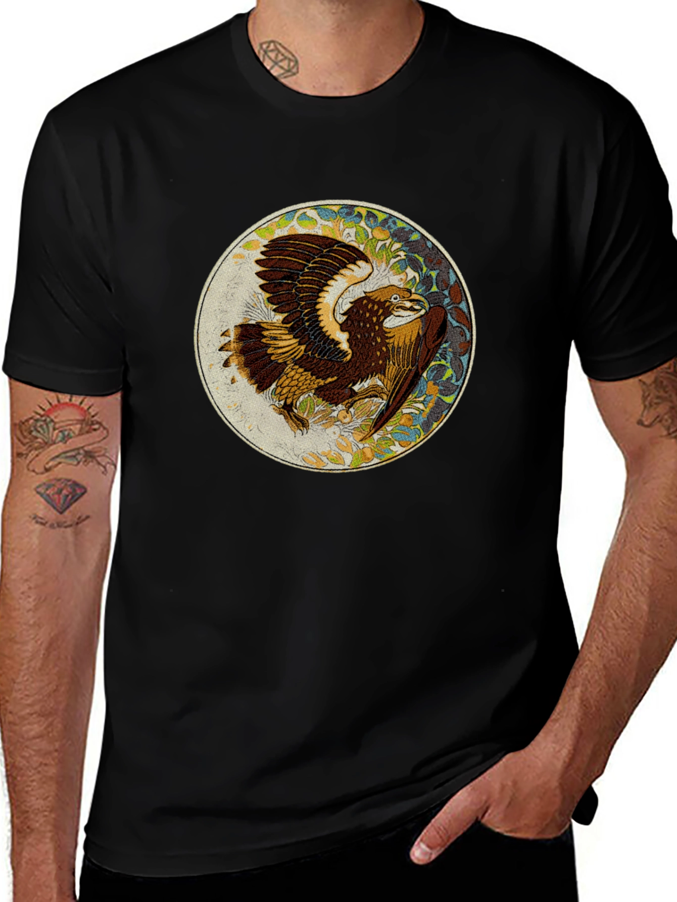 Variant 17 of Vintage Eagle Graphic Black T-Shirt