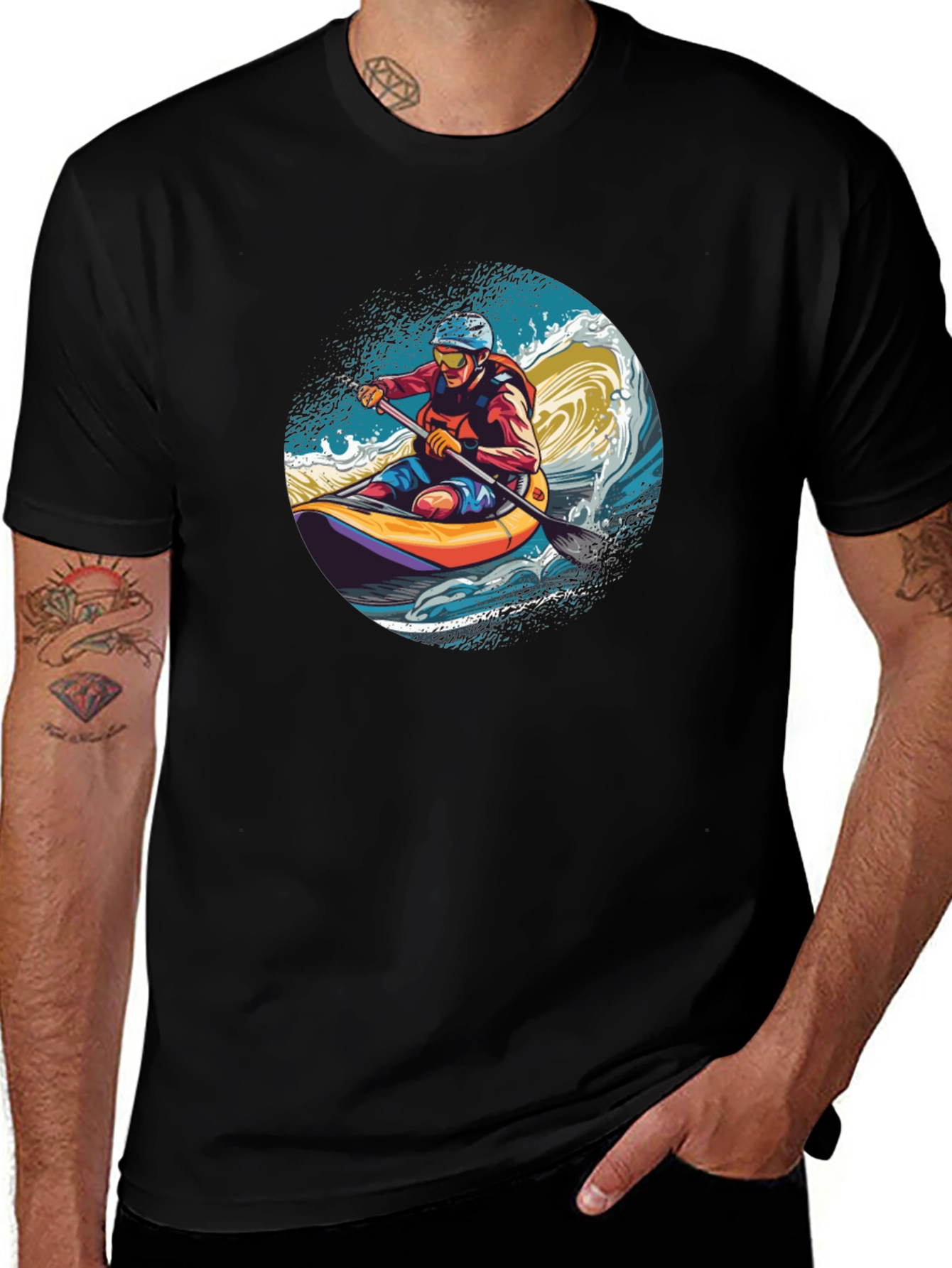 Variant 24 of Kayaker Wave Graphic Tee - Adventure Ready!