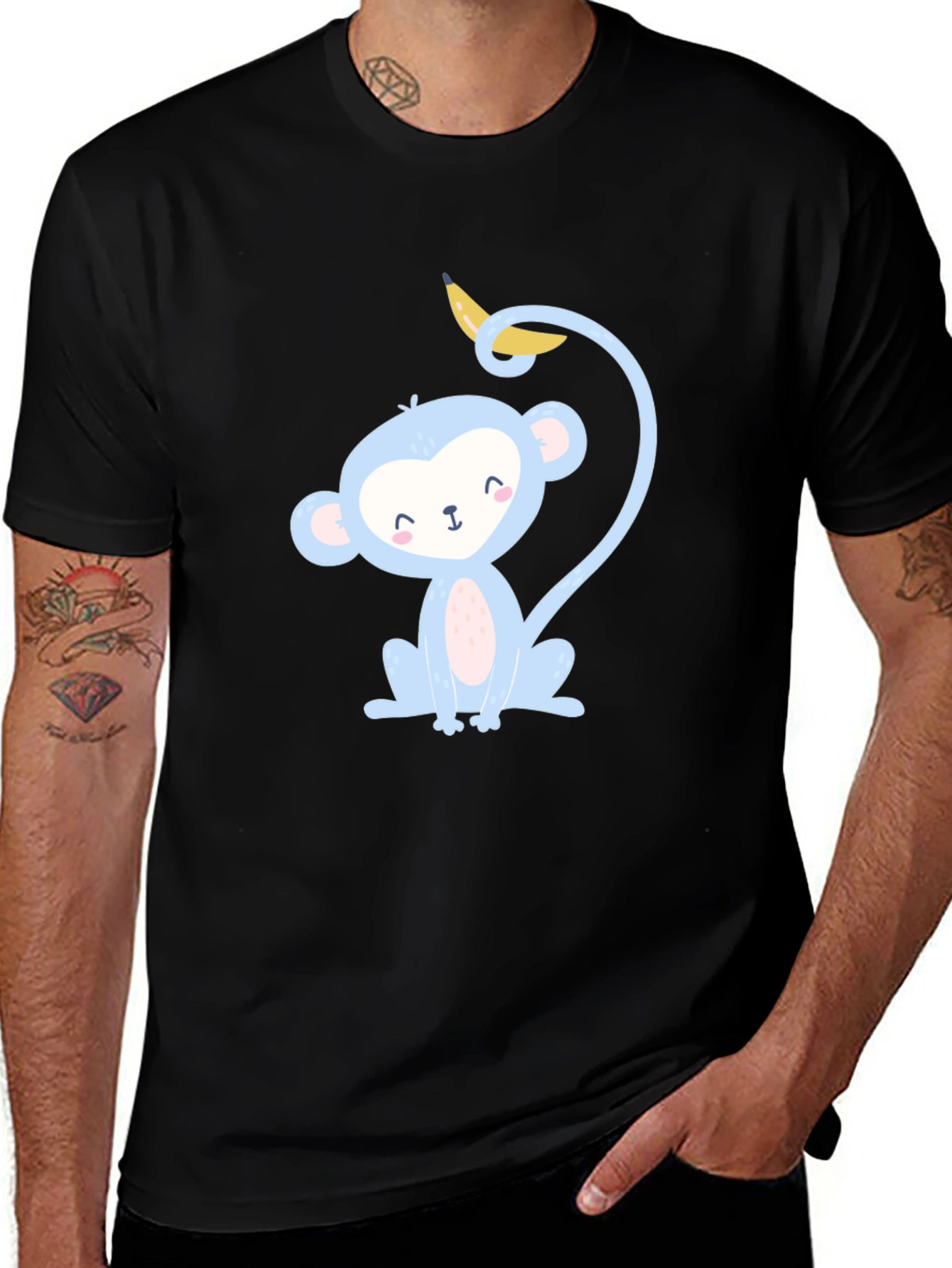 Variant 22 of Cute Monkey Banana T-Shirt -  Playful Cartoon Graphic Tee