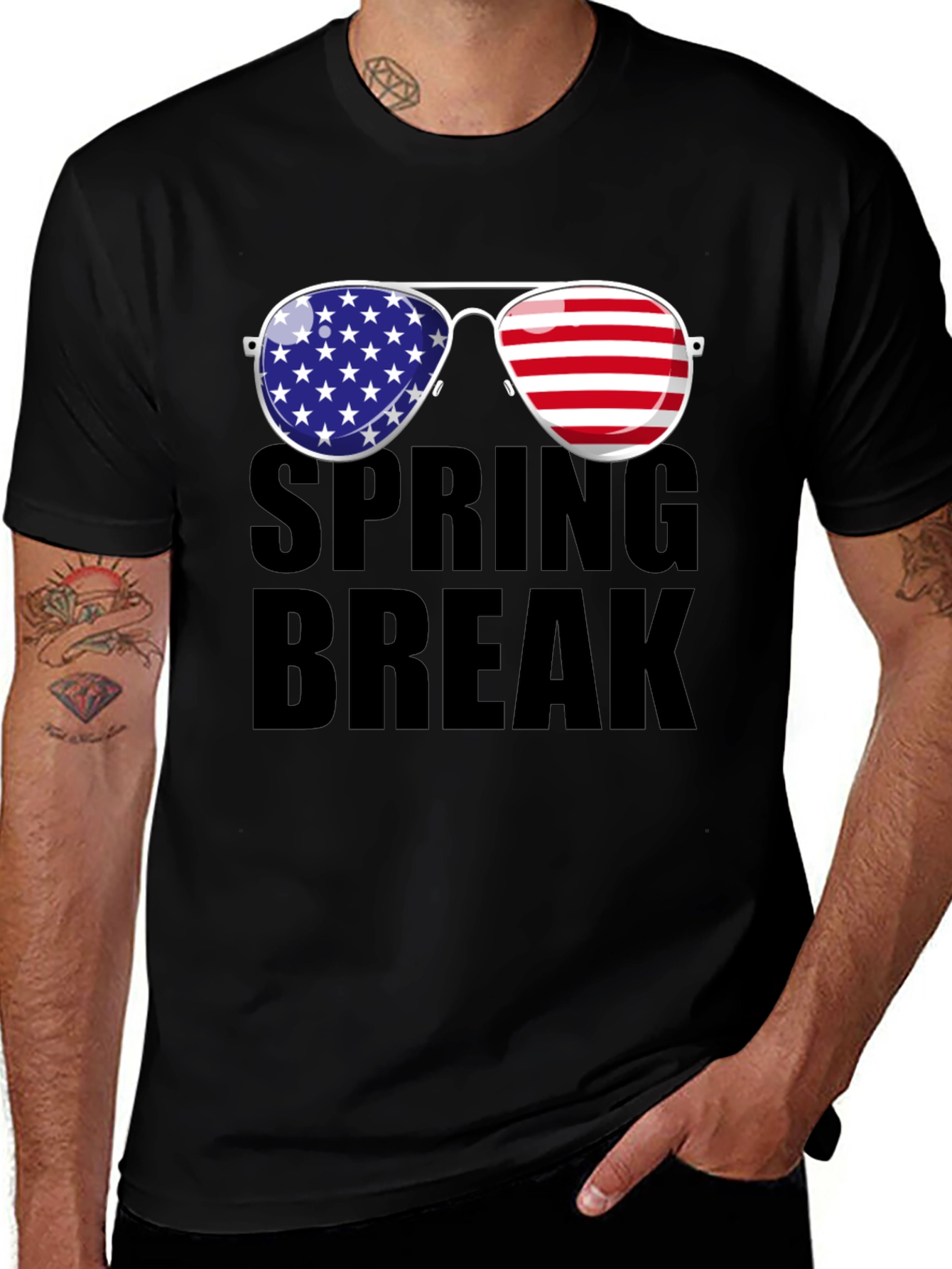 Variant 25 of Spring Break American Flag Sunglasses T-Shirt