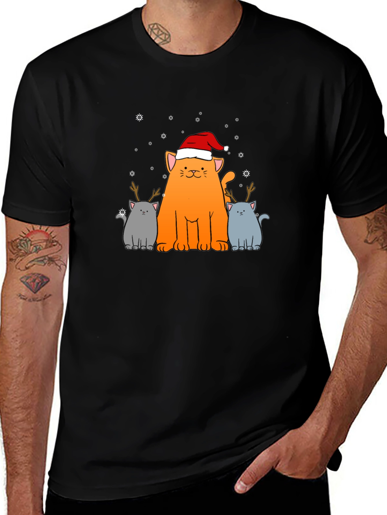 Variant 15 of Christmas Cat T-Shirt - Holiday Graphic Tee