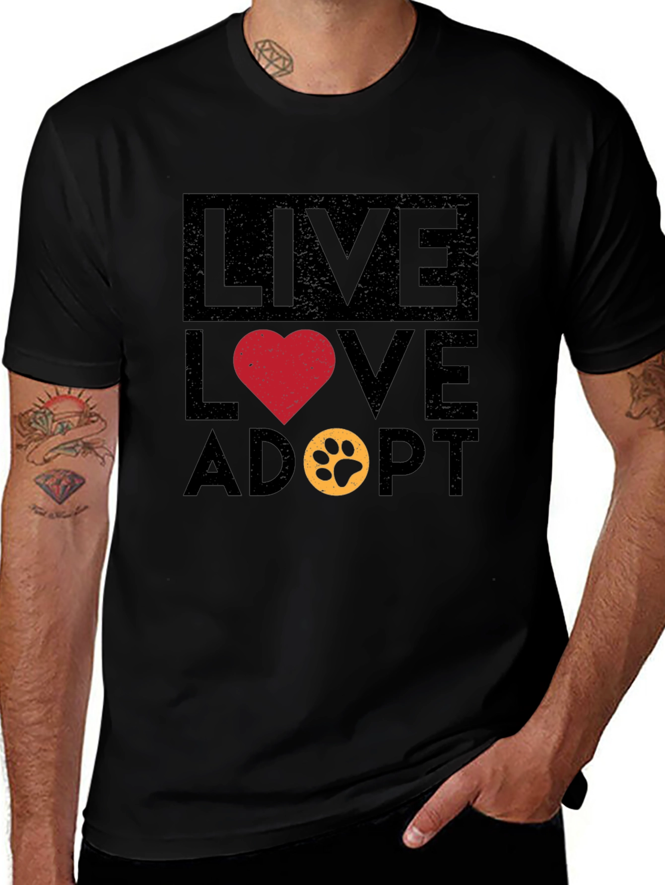 Live Love Adopt Black T-Shirt