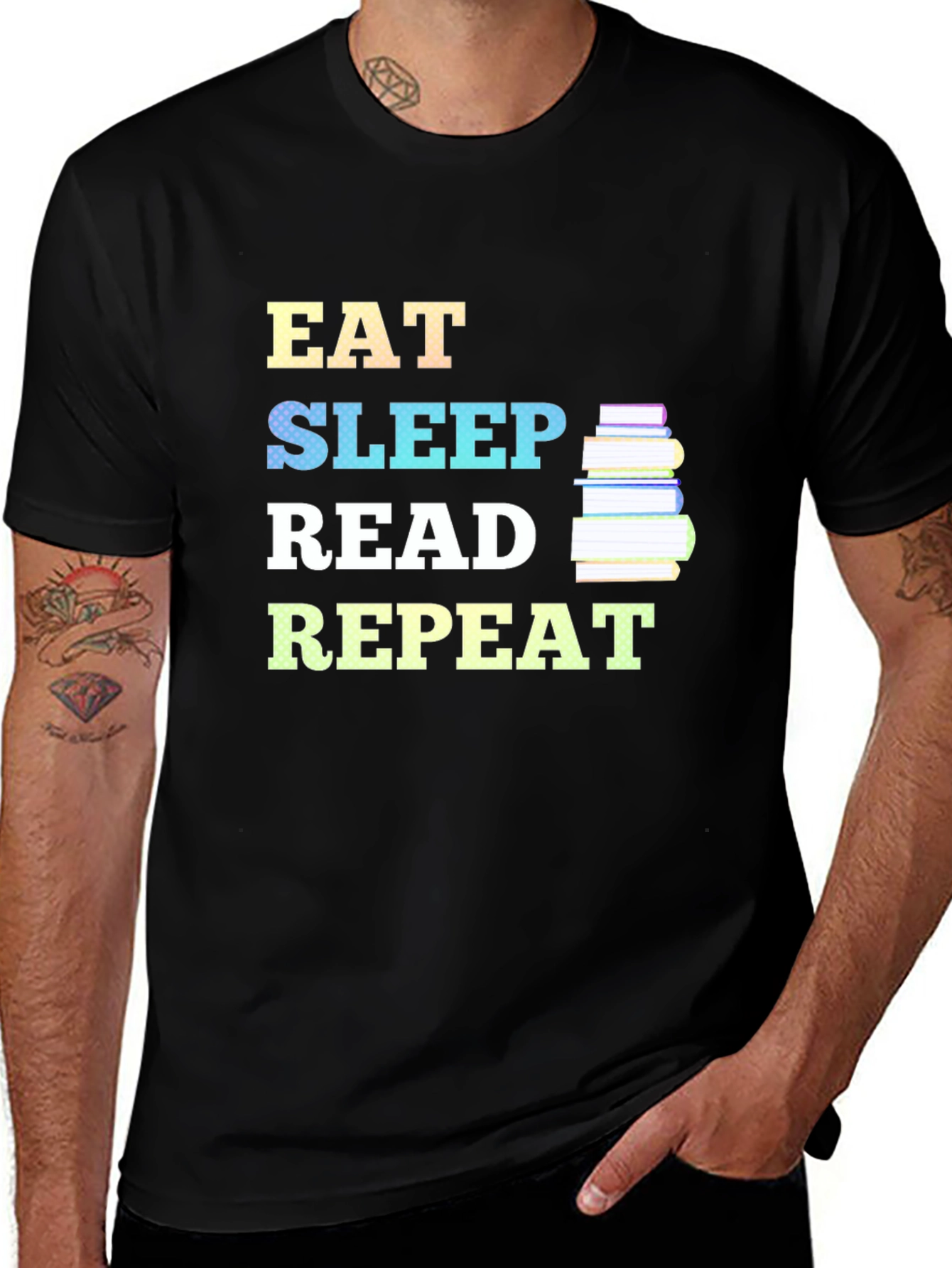 Variant 13 of Eat Sleep Read Repeat Graphic T-Shirt - Black