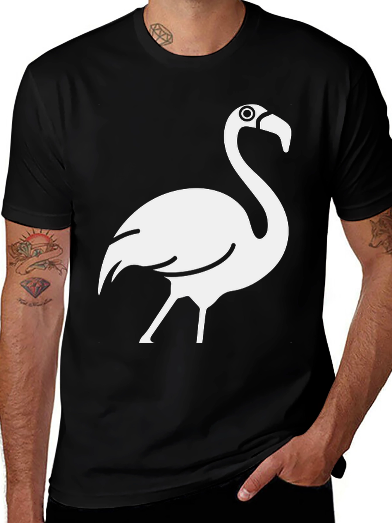 Variant 15 of Flamingo Graphic Tee - Stylish Black Cotton T-Shirt