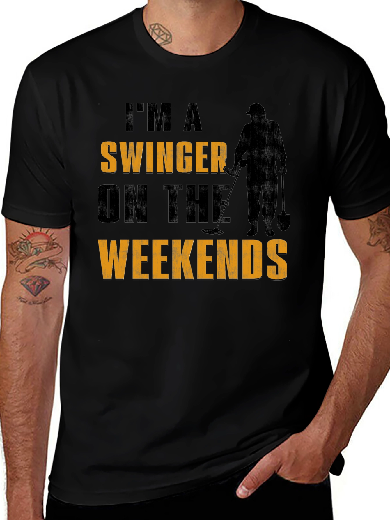 Variant 10 of Funny Metal Detecting T-Shirt: I'm A Swinger On The Weekends