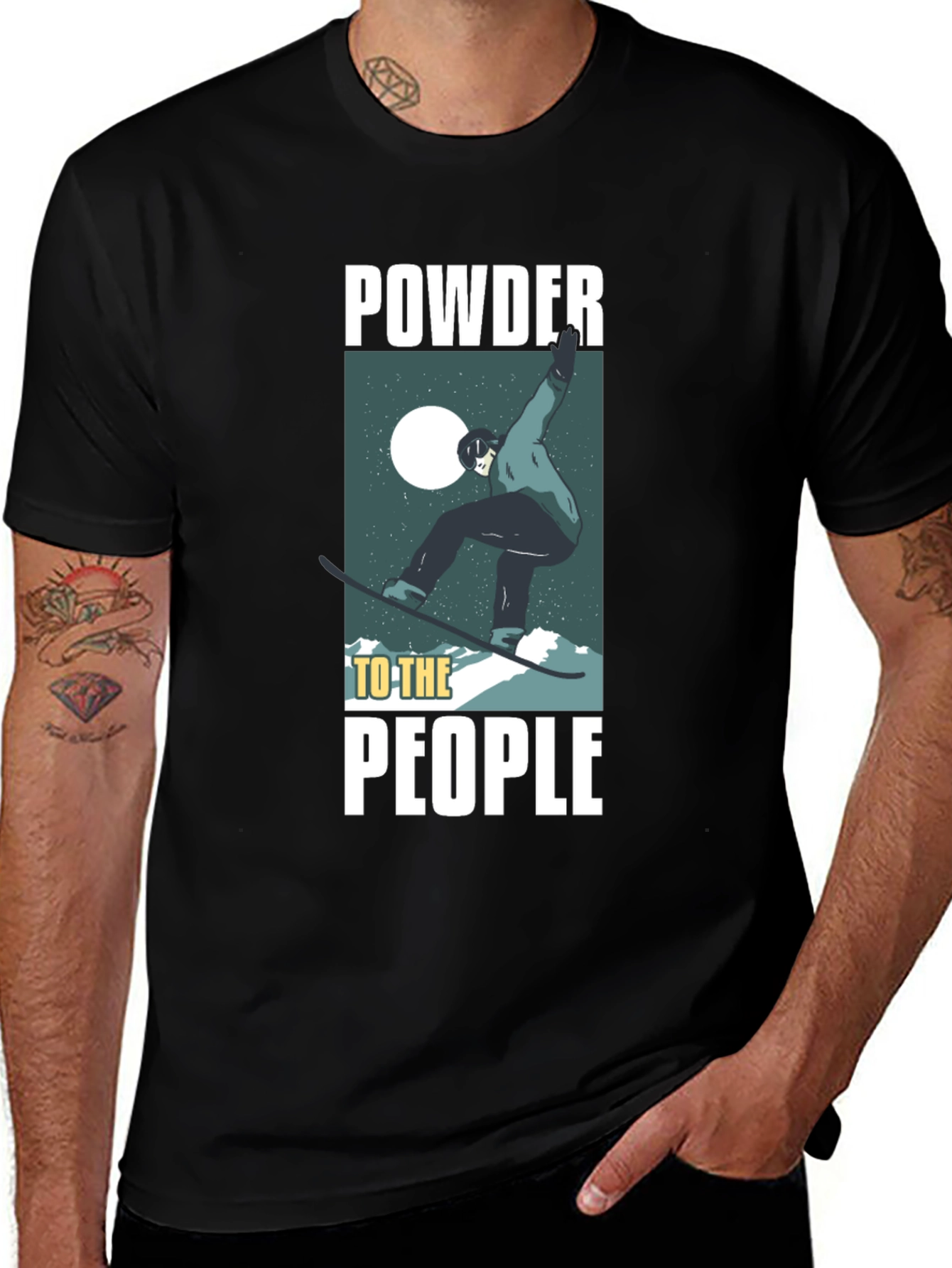 Variant 23 of Powder to the People T-Shirt - Snowboard Design