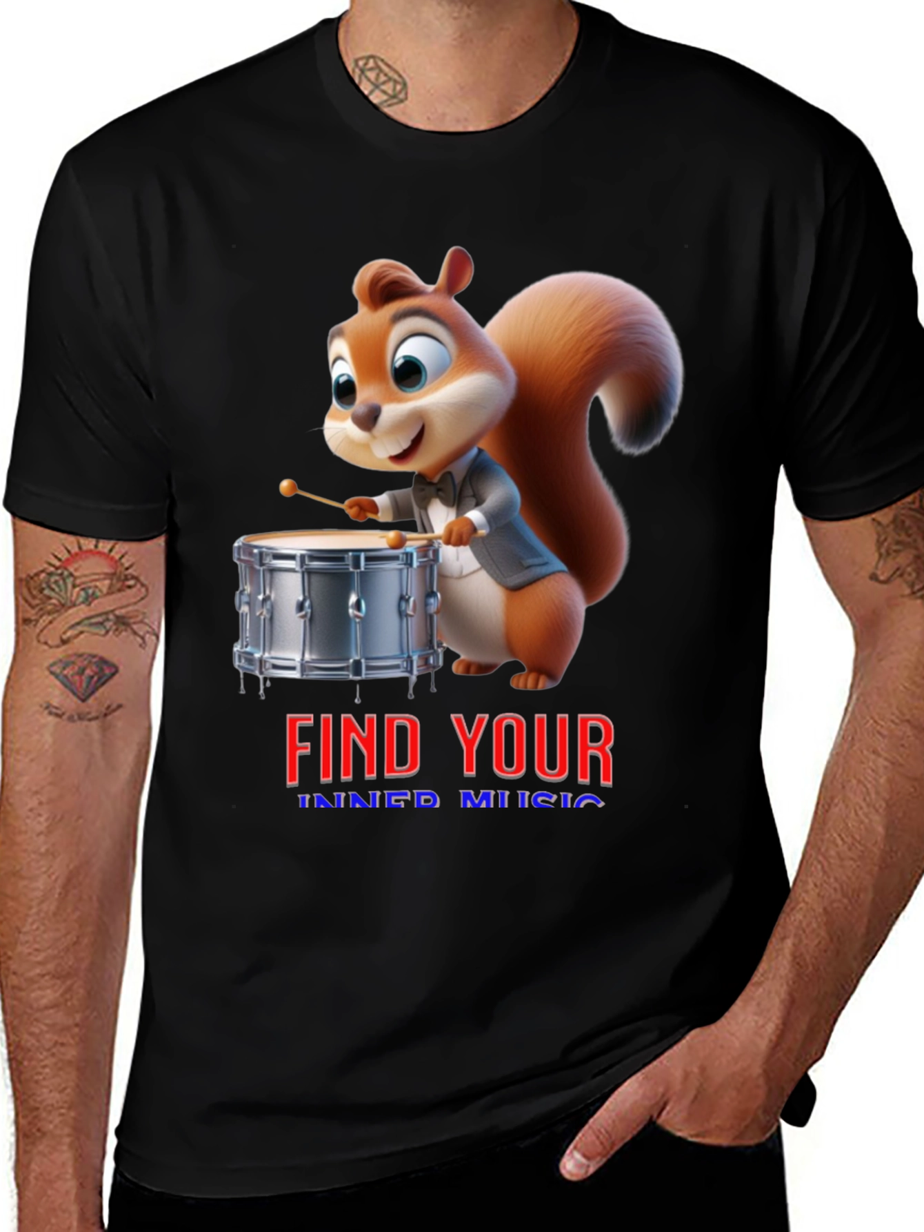 Variant 26 of Find Your Inner Music Squirrel Drummer T-Shirt