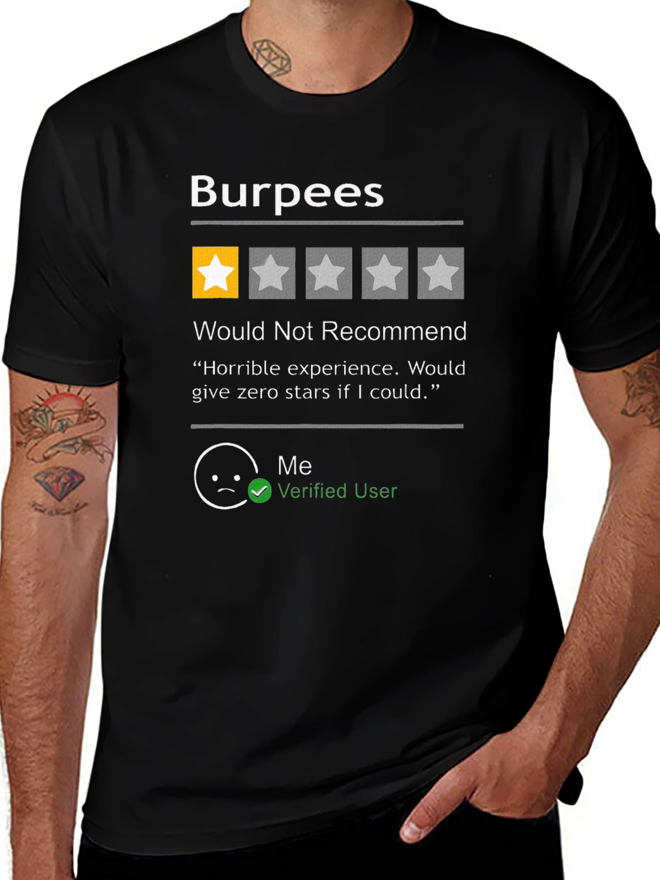 Variant 22 of Burpees One-Star Review Black T-Shirt