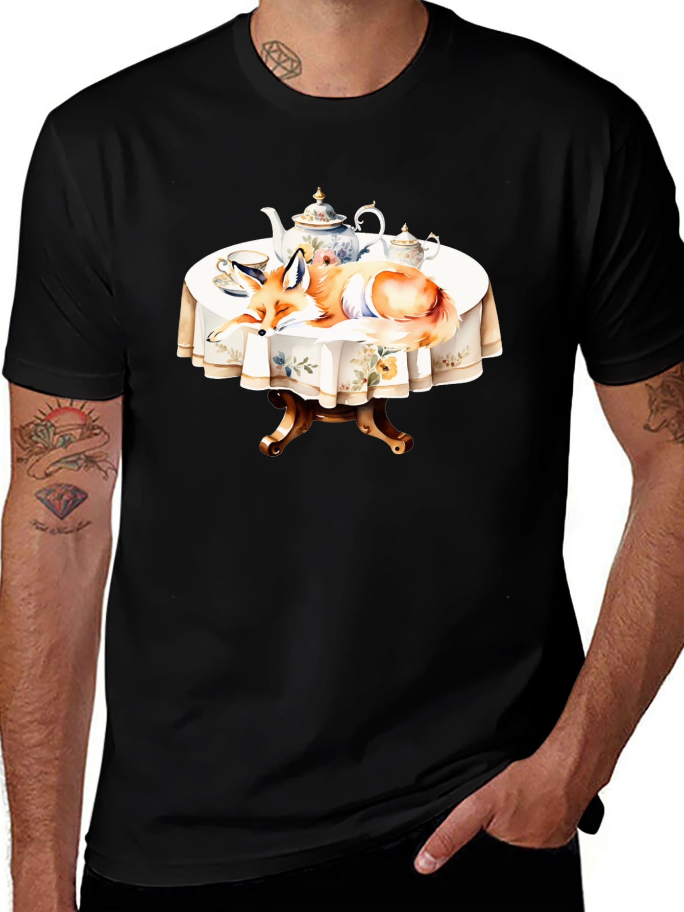 Variant 25 of Fox Tea Party T-Shirt - Whimsical Design