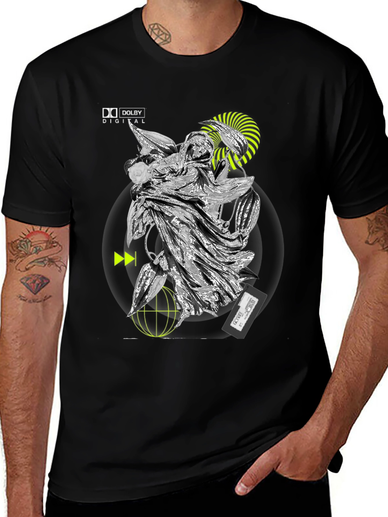 Black Dolby Digital Graphic Tee - Black Stylish T-Shirt main image