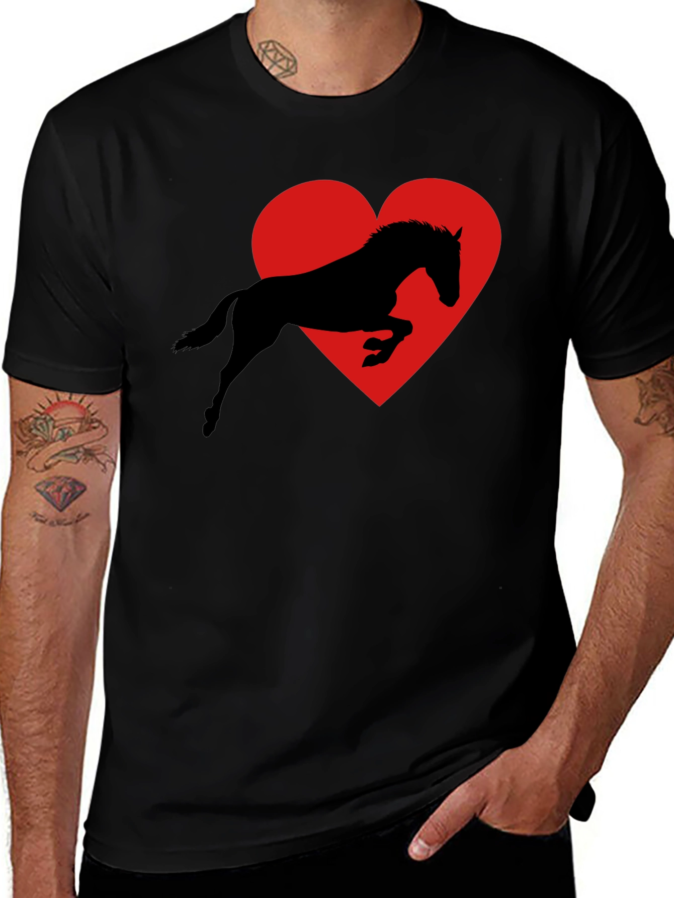 Variant 20 of Horse and Heart Graphic Tee - Black