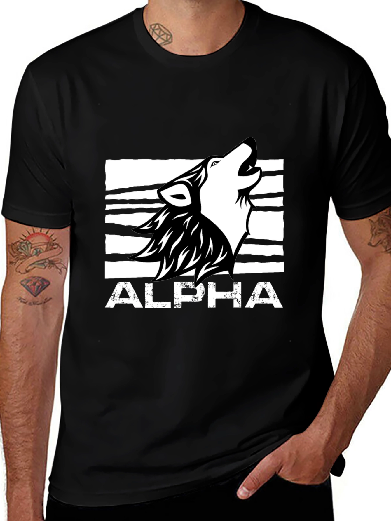 Alpha Wolf Graphic Tee - Black