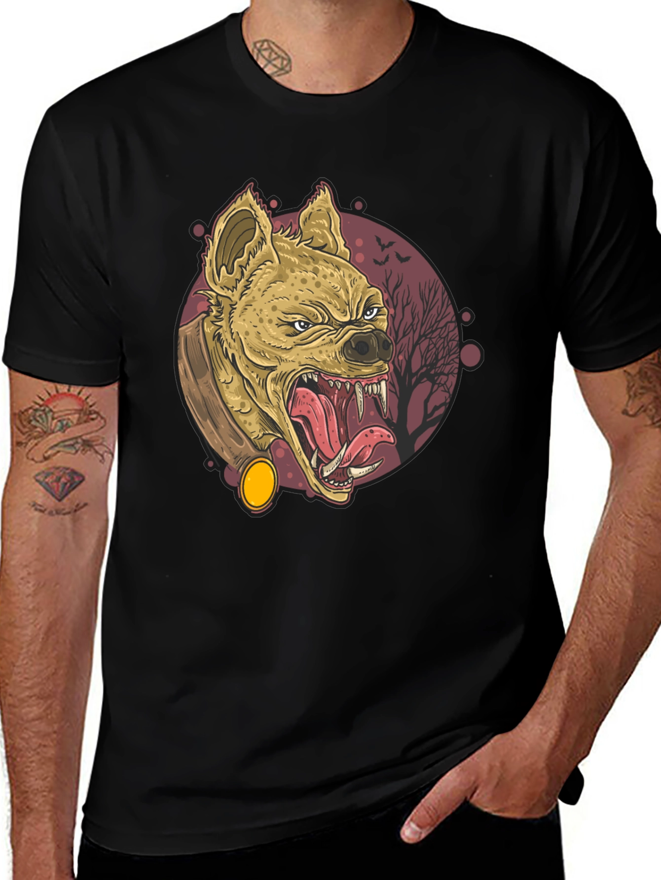 Variant 30 of Hyena Graphic Tee - Men's Black T-Shirt