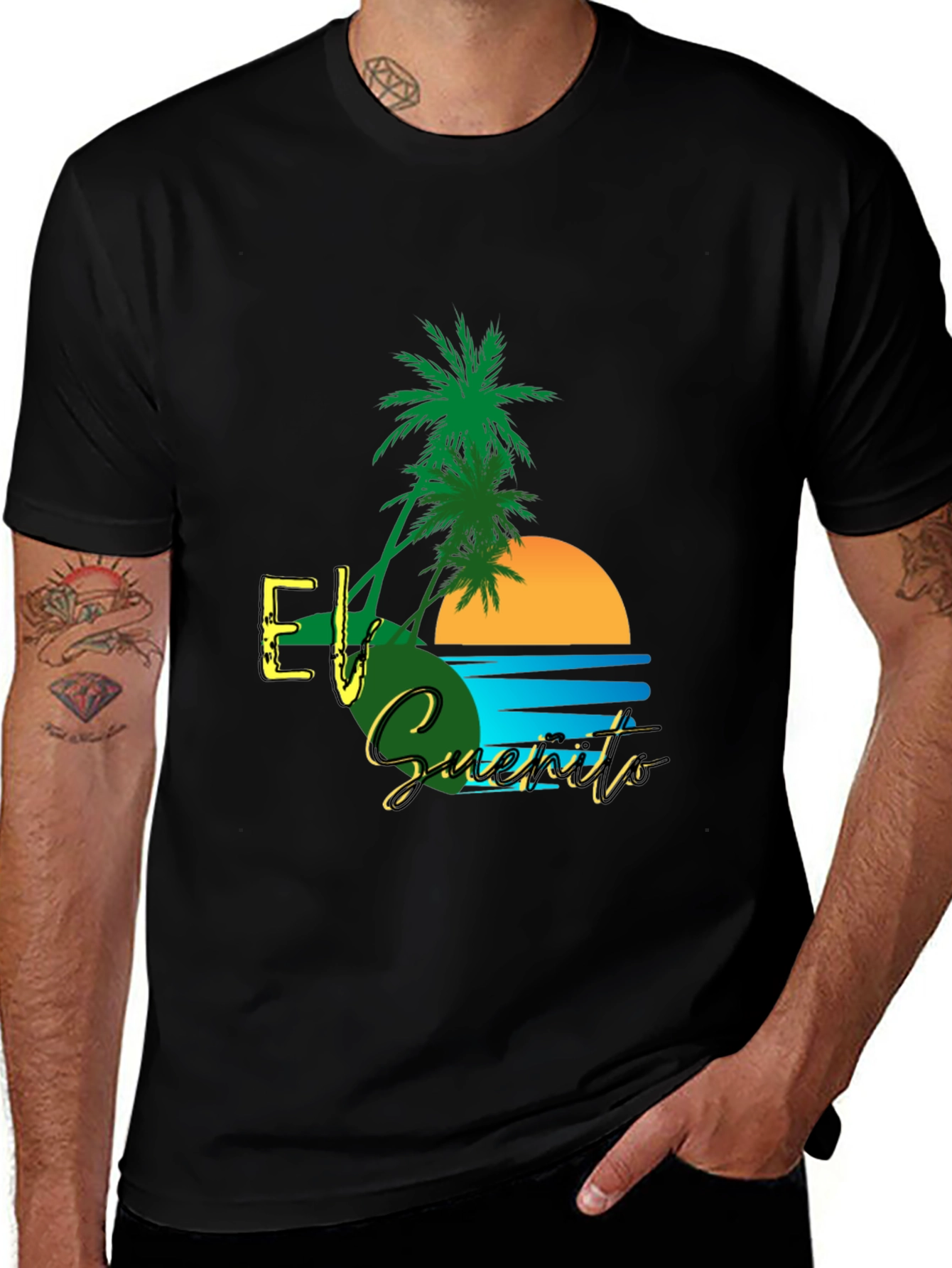 Variant 19 of El Sueñito T-Shirt - Black Palm Sunset Tee