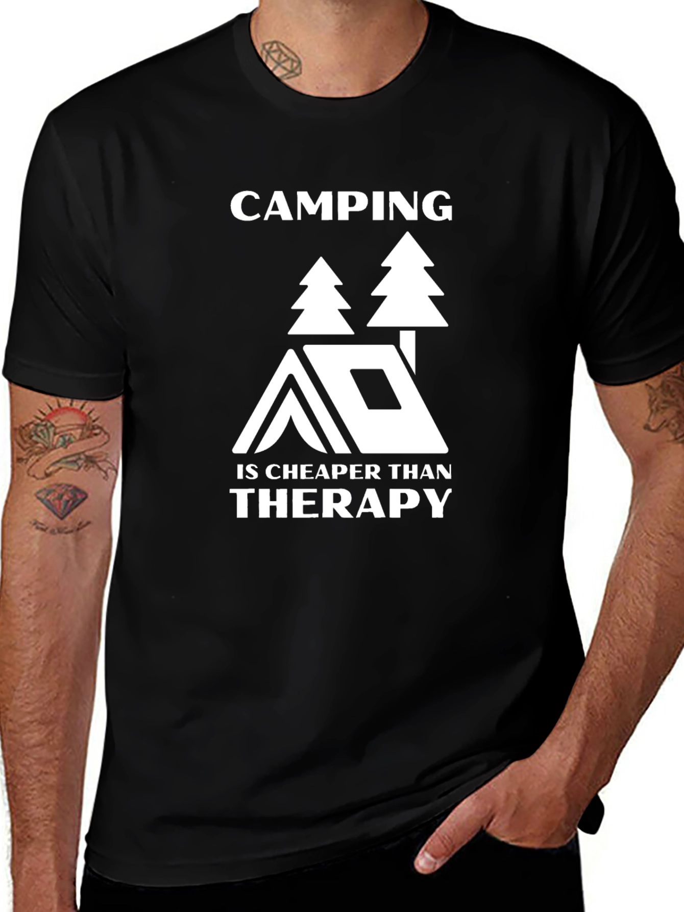 Variant 2 of Camping is Cheaper Than Therapy Graphic Tee