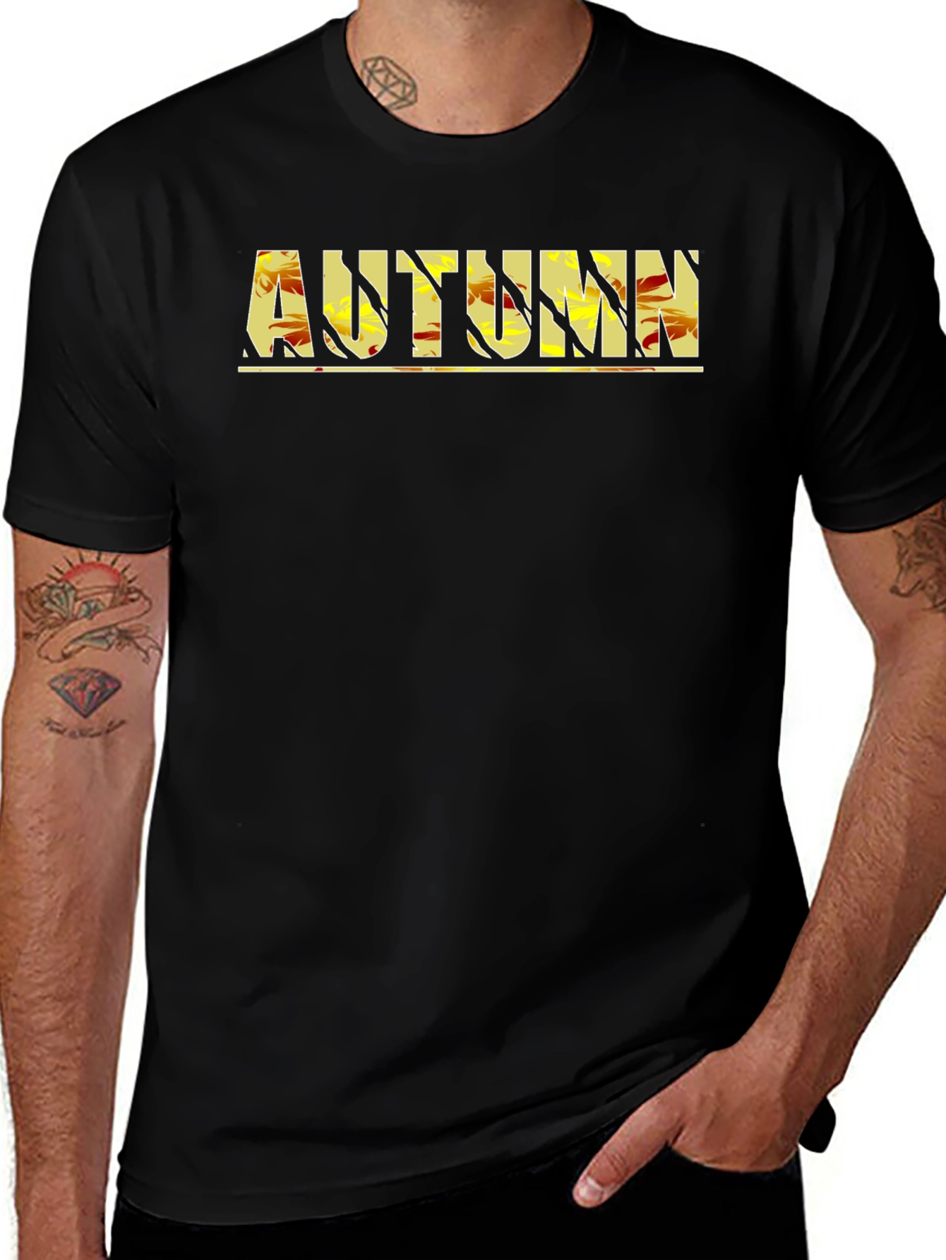 Autumn Leaves Graphic Tee - Black Crew Neck