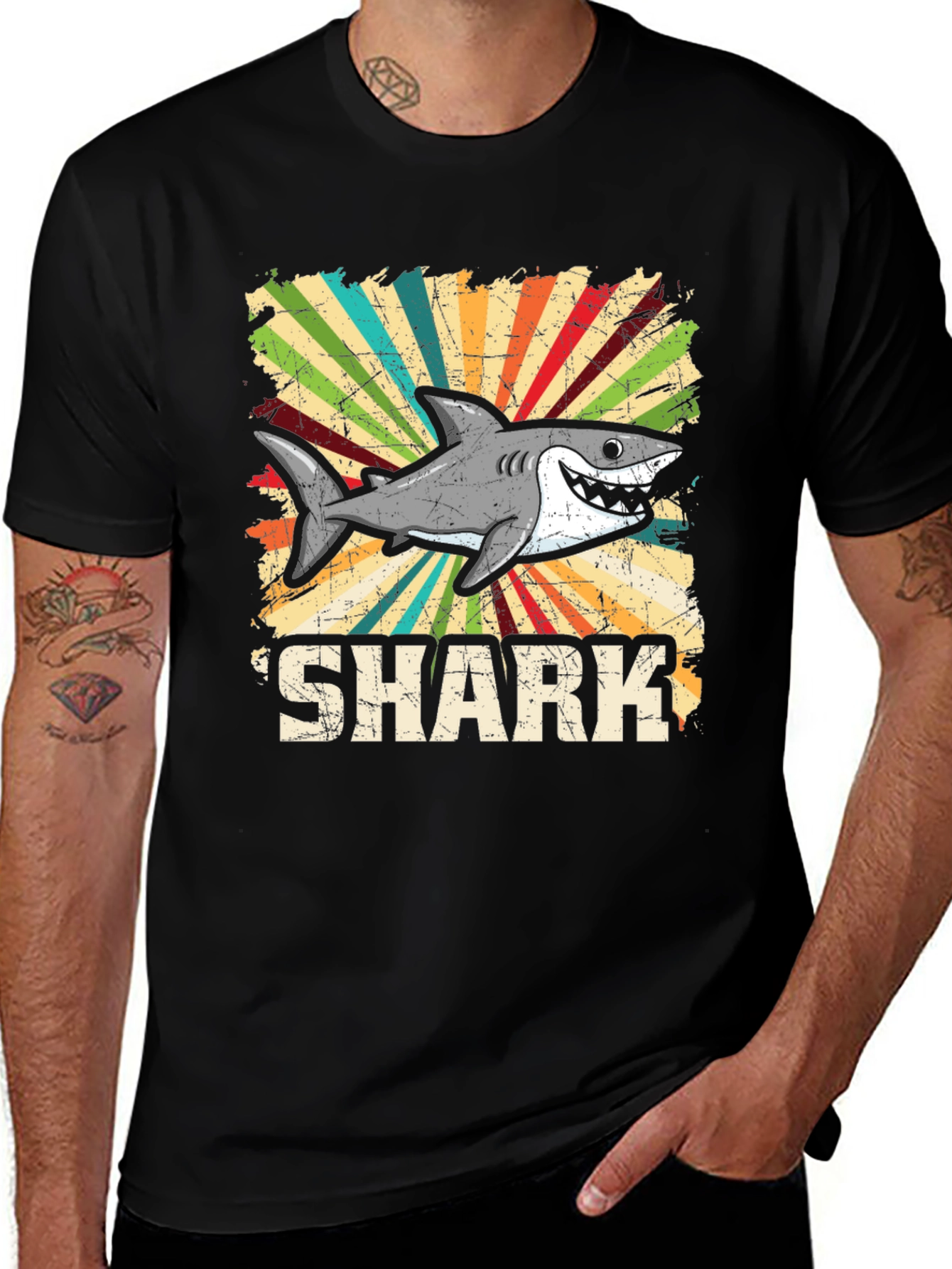 Variant 23 of Shark Graphic Tee - Retro Style Cotton T-Shirt