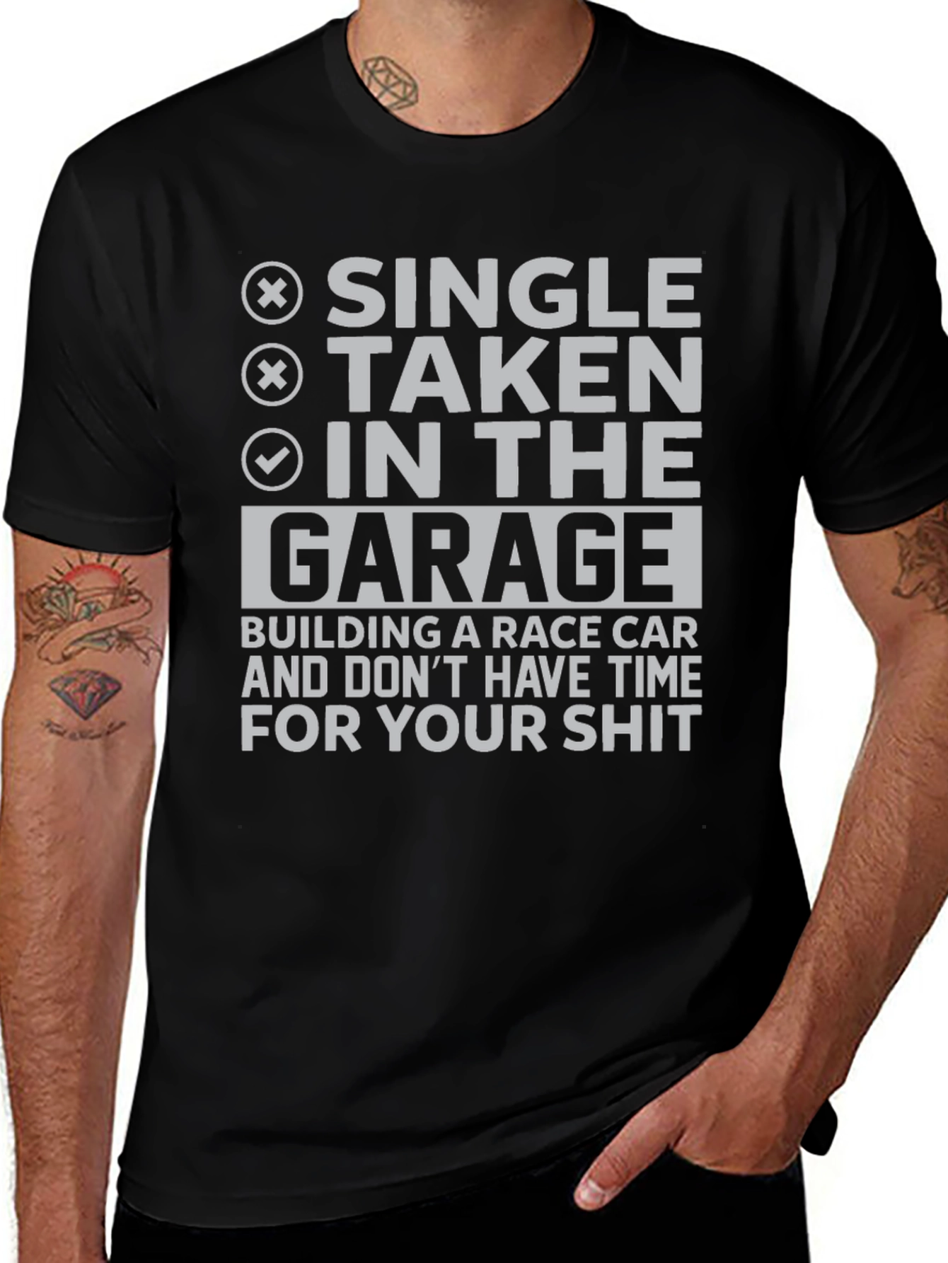Variant 23 of Garage Race Car Building Humor T-Shirt