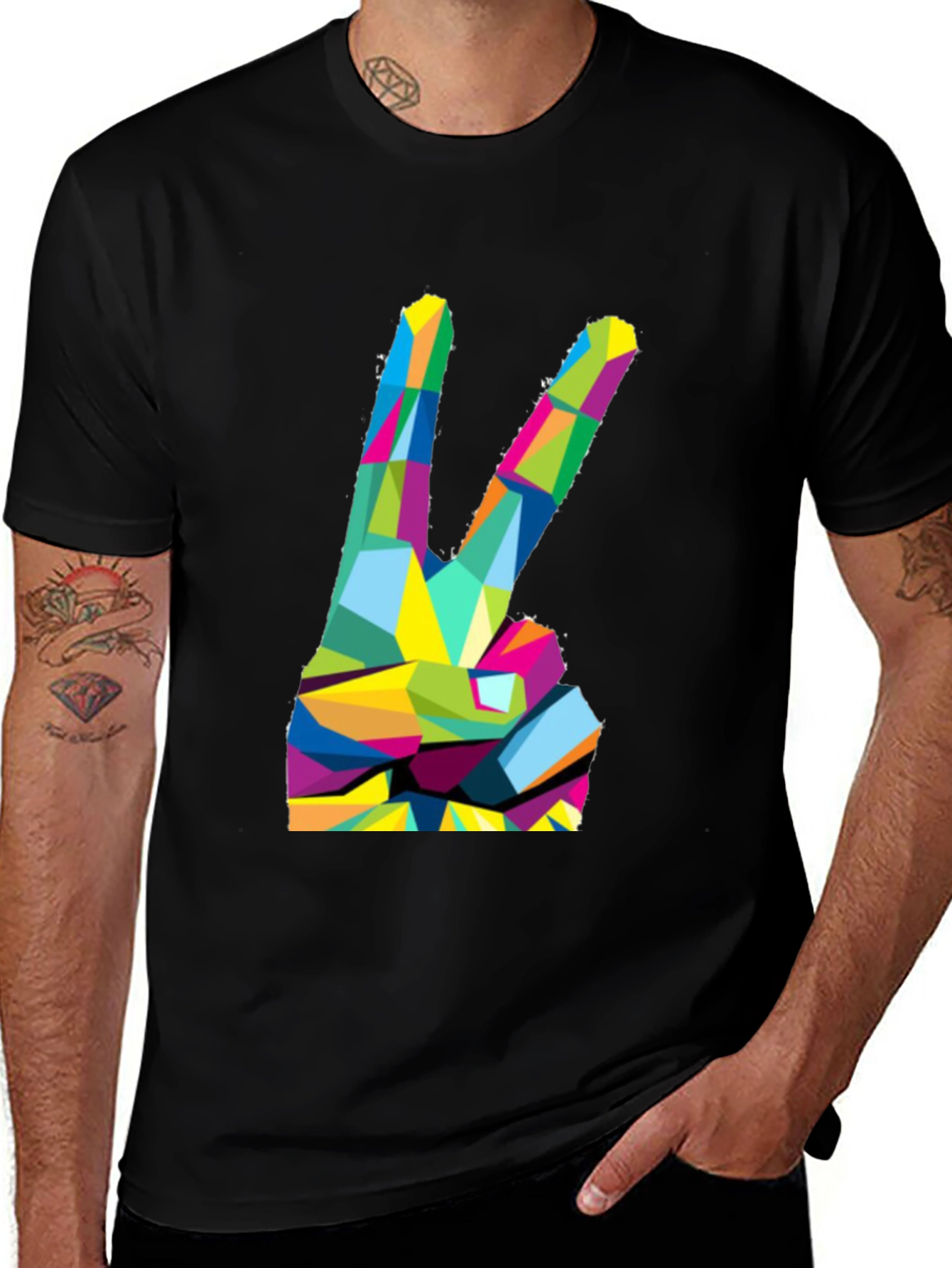 Variant 6 of Peace Sign Graphic Tee - Abstract Colorful Design