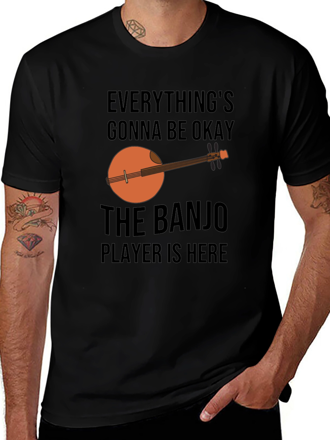 Variant 9 of Banjo Player T-Shirt - Everything's Gonna Be Okay Graphic Tee