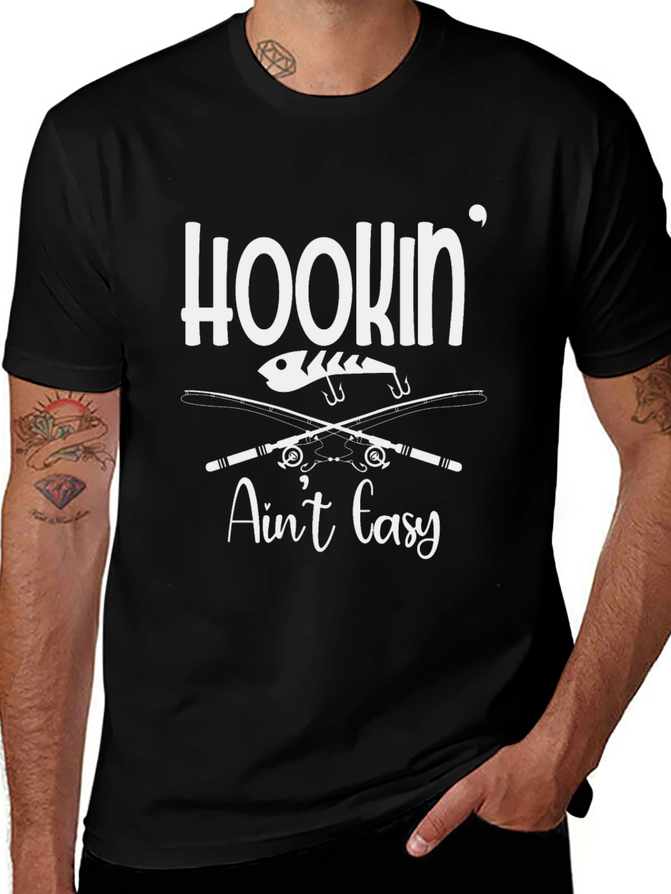 Variant 29 of Hookin' Ain't Easy Fishing T-Shirt