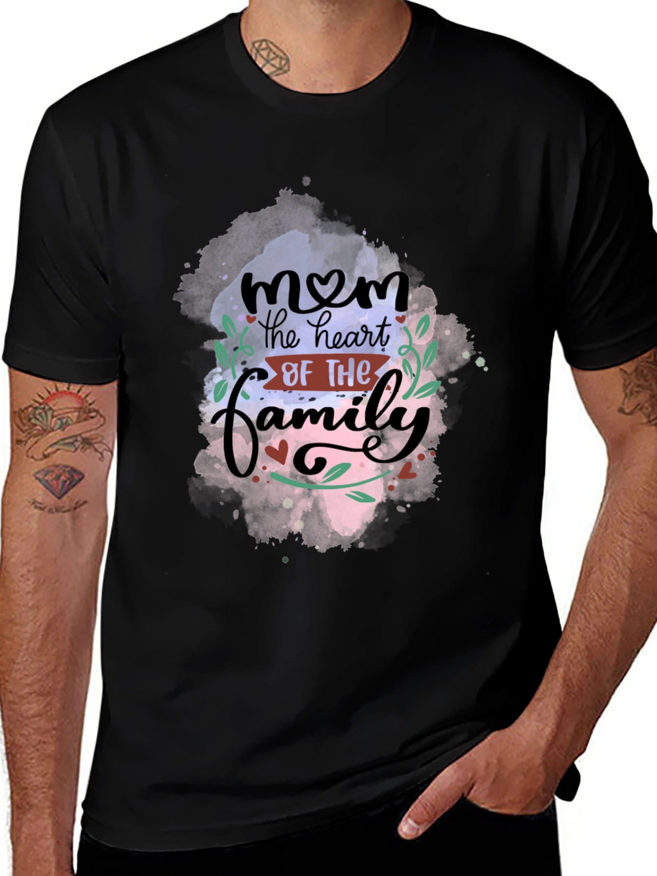 Variant 14 of Mom Heart of Family Graphic Tee - Black