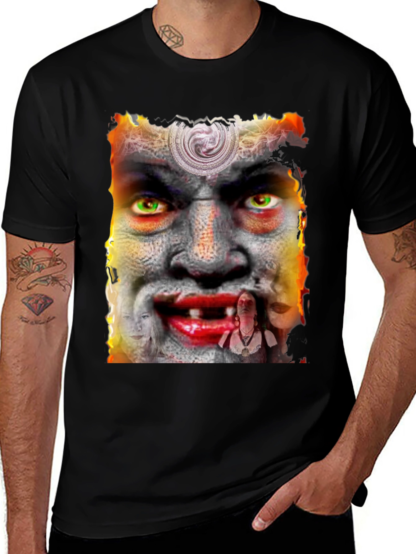 Variant 26 of Unique Graphic Tee - Horror Face Design
