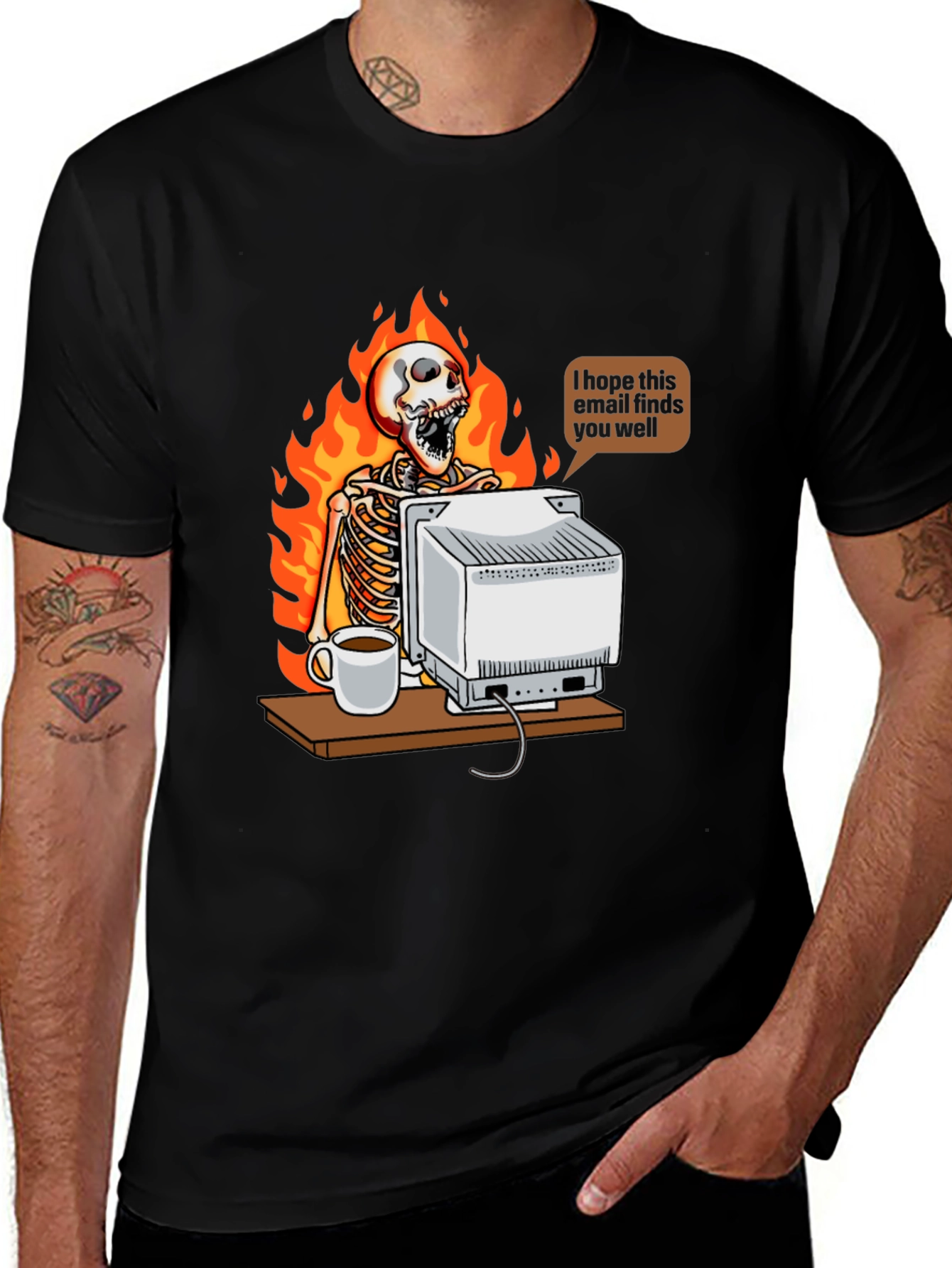 Humorous Skeleton on Fire T-Shirt